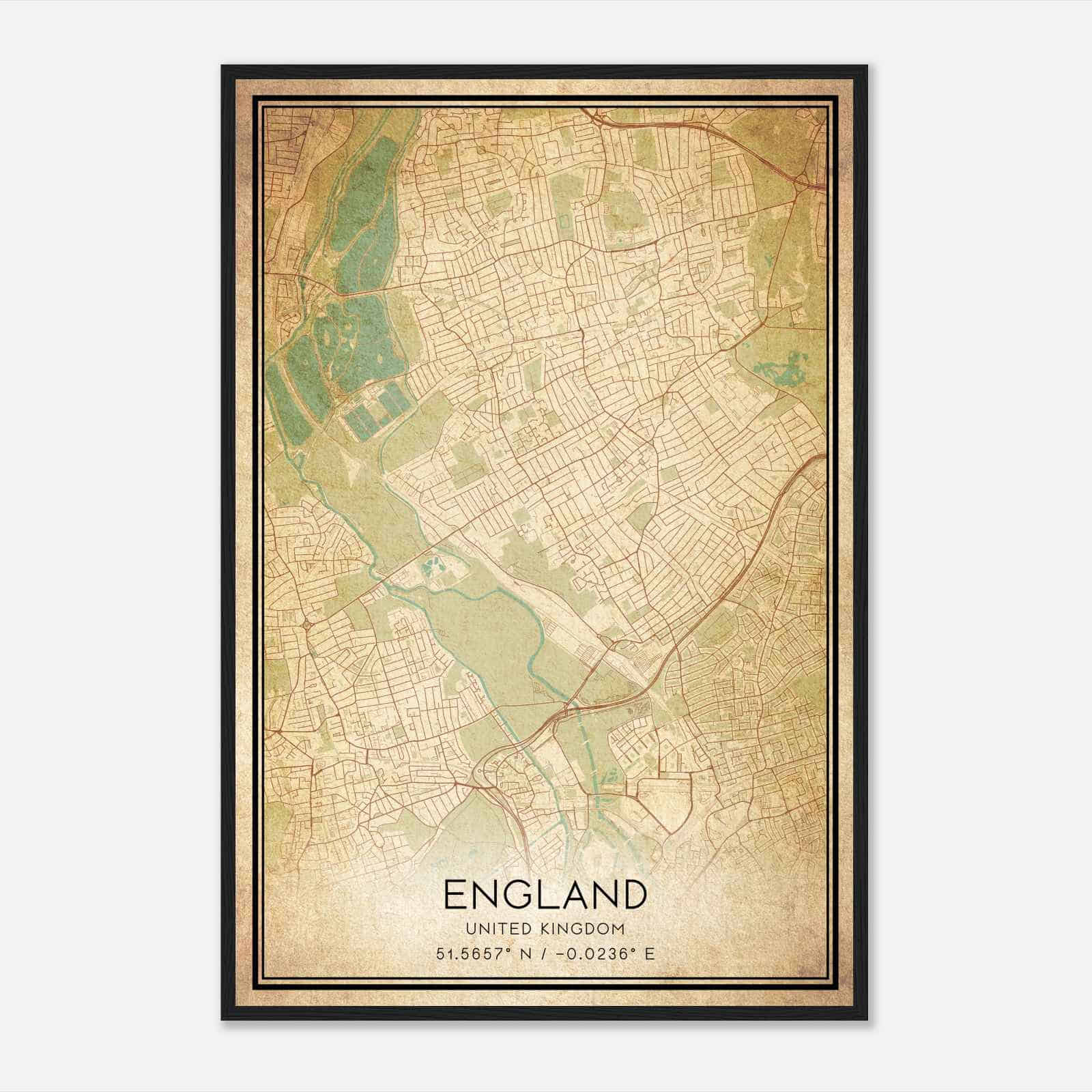 Vintage Leyton United Kingdom Map Poster, Leyton City Road Wall Art Print