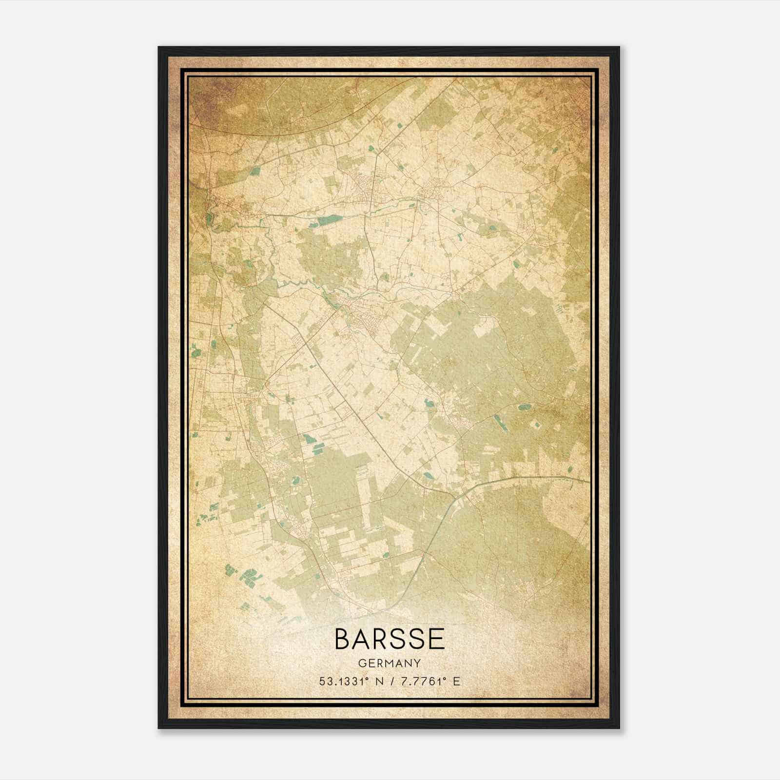 Vintage Barssel Germany Map Poster, Barssel City Road Wall Art Print