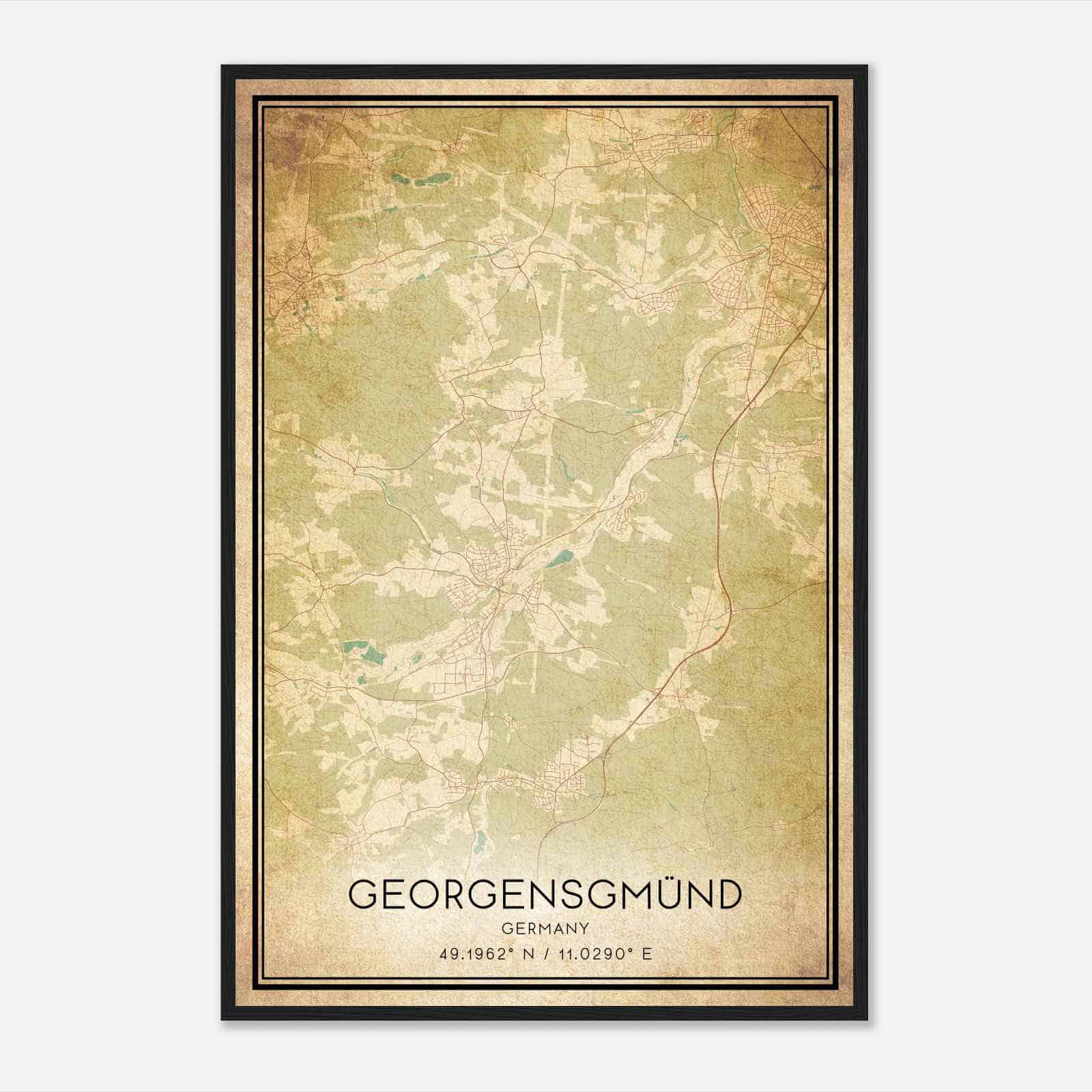 Vintage Georgensgmund Germany Map Poster, Georgensgmund City Road Wall Art Print