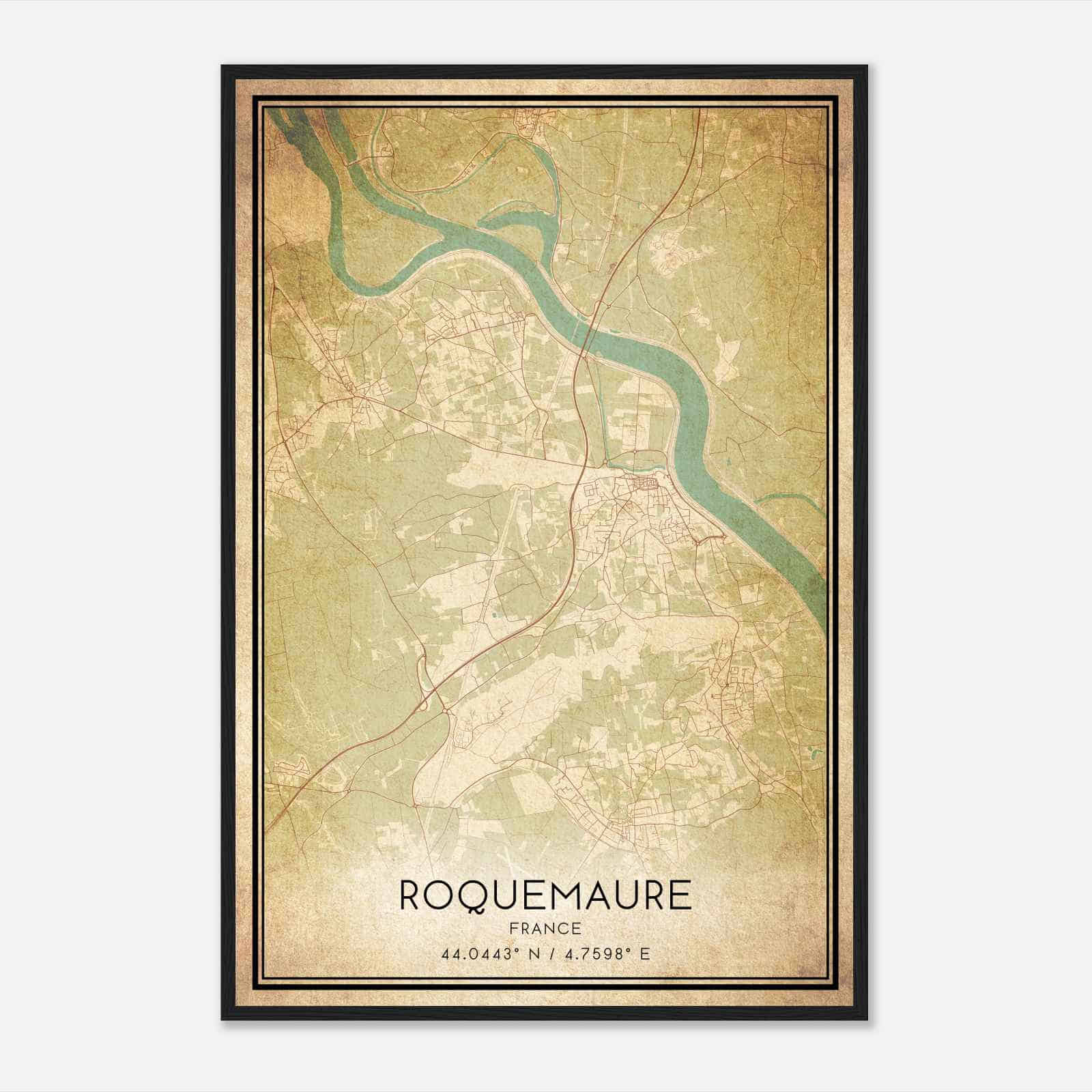 Vintage Roquemaure France Map Poster, Roquemaure City Road Wall Art Print