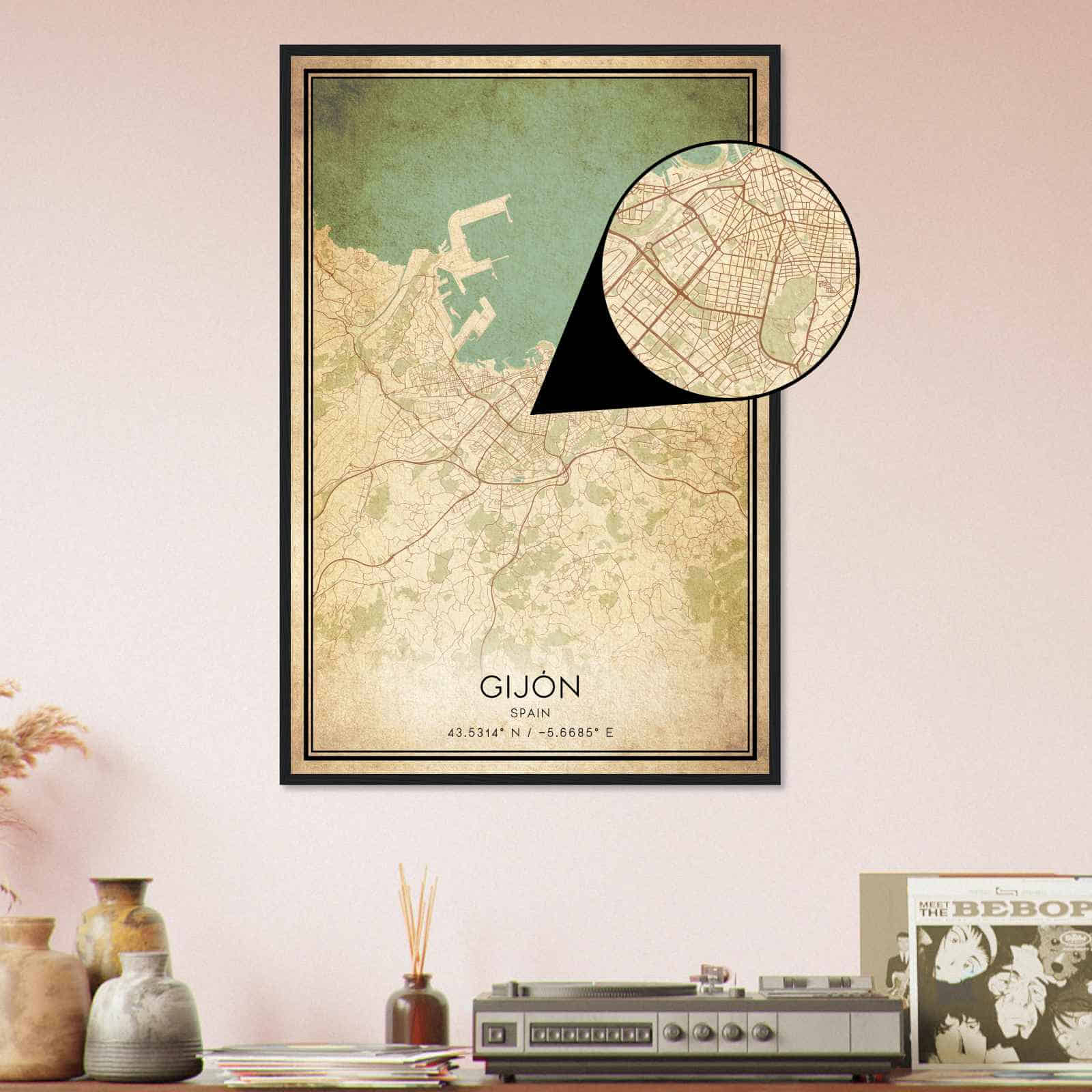 Poster Vintage Gijon Espagne - 20 X 30 Cm - Décoration Murale Voyage - Impression Haute Qualité