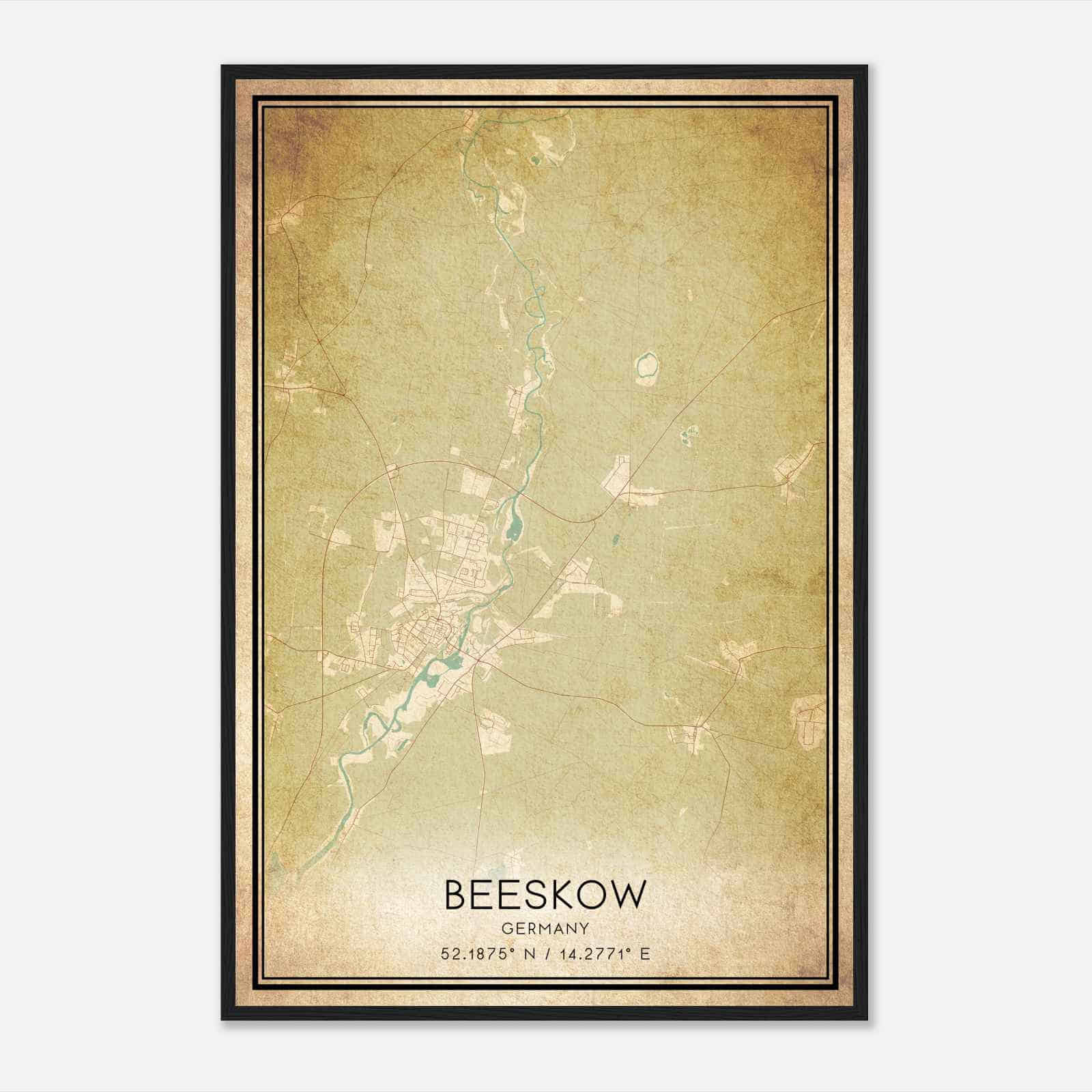 Vintage Beeskow Germany Map Poster, Beeskow City Road Wall Art Print Vintage Beeskow Germany Map Poster, Beeskow City Road Wall Art Print
