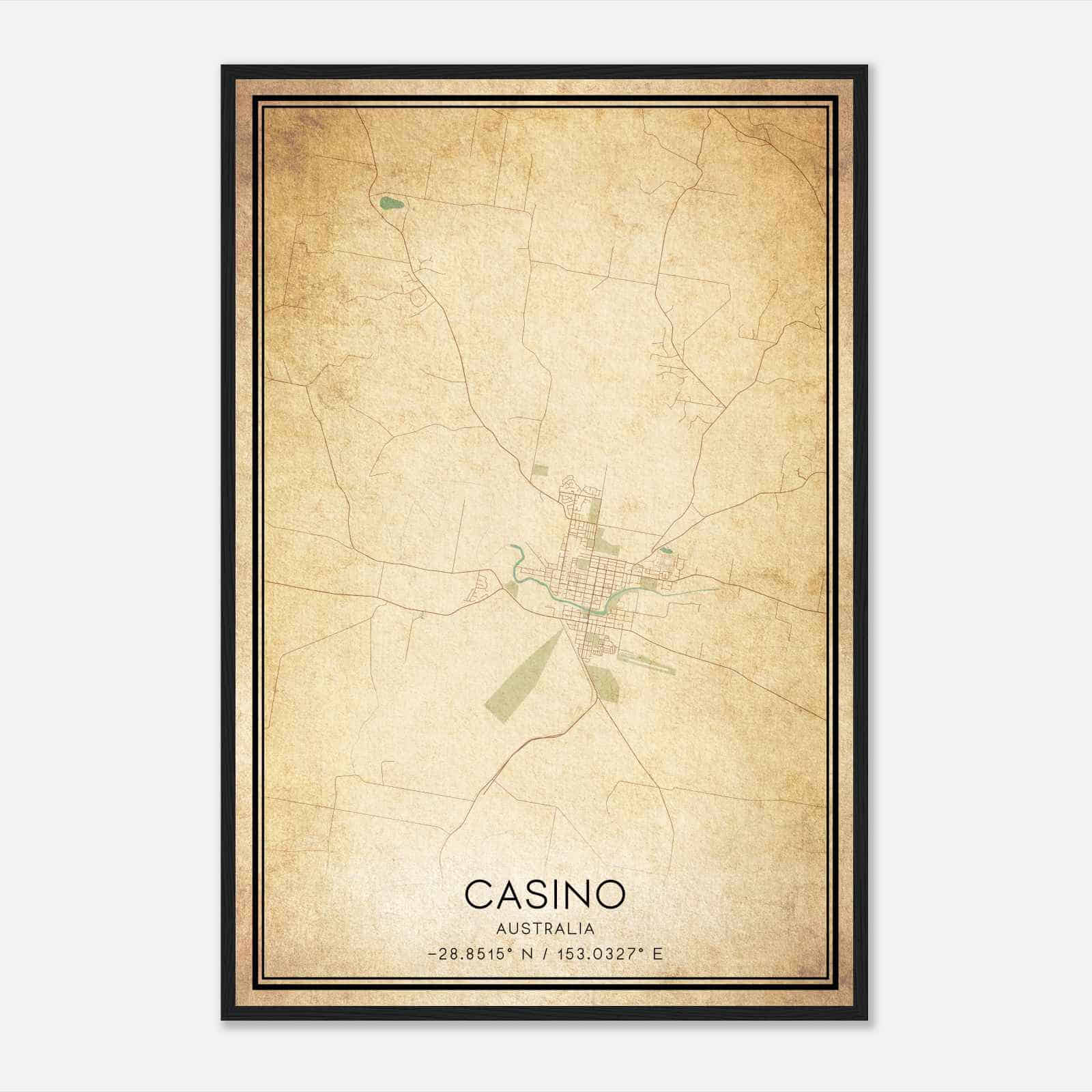 Vintage Casino Australia Map Poster, Casino City Road Wall Art Print Vintage Casino Australia Map Poster, Casino City Road Wall Art Print