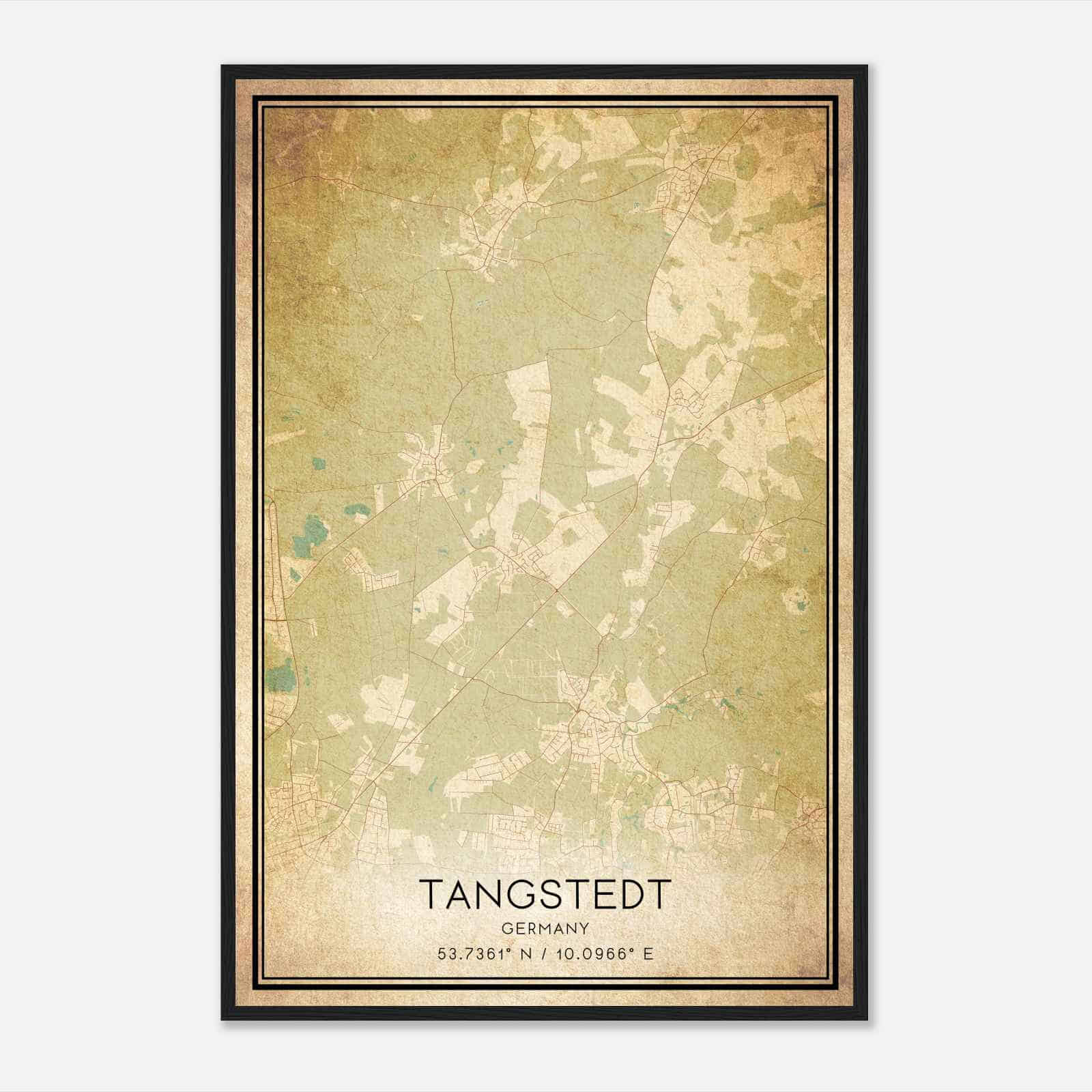 Vintage Tangstedt Germany Map Poster, Tangstedt City Road Wall Art Print