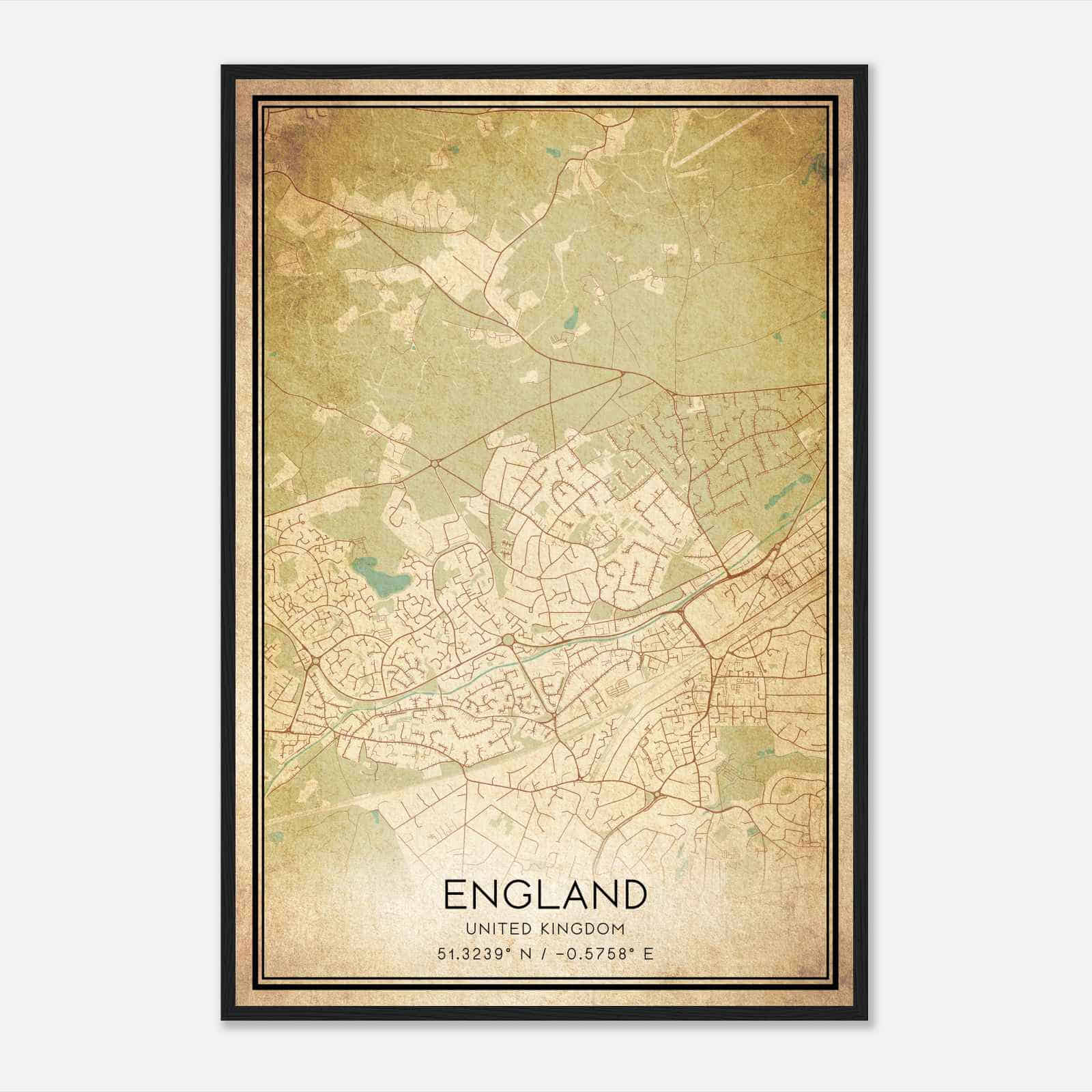 Vintage Horsell United Kingdom Map Poster, Horsell City Road Wall Art Print