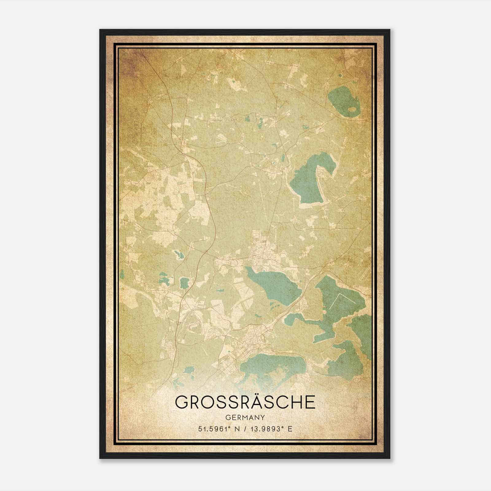 Vintage Grossraschen Germany Map Poster, Grossraschen City Road Wall Art Print Vintage Grossraschen Germany Map Poster, Grossraschen City Road Wall Art Print