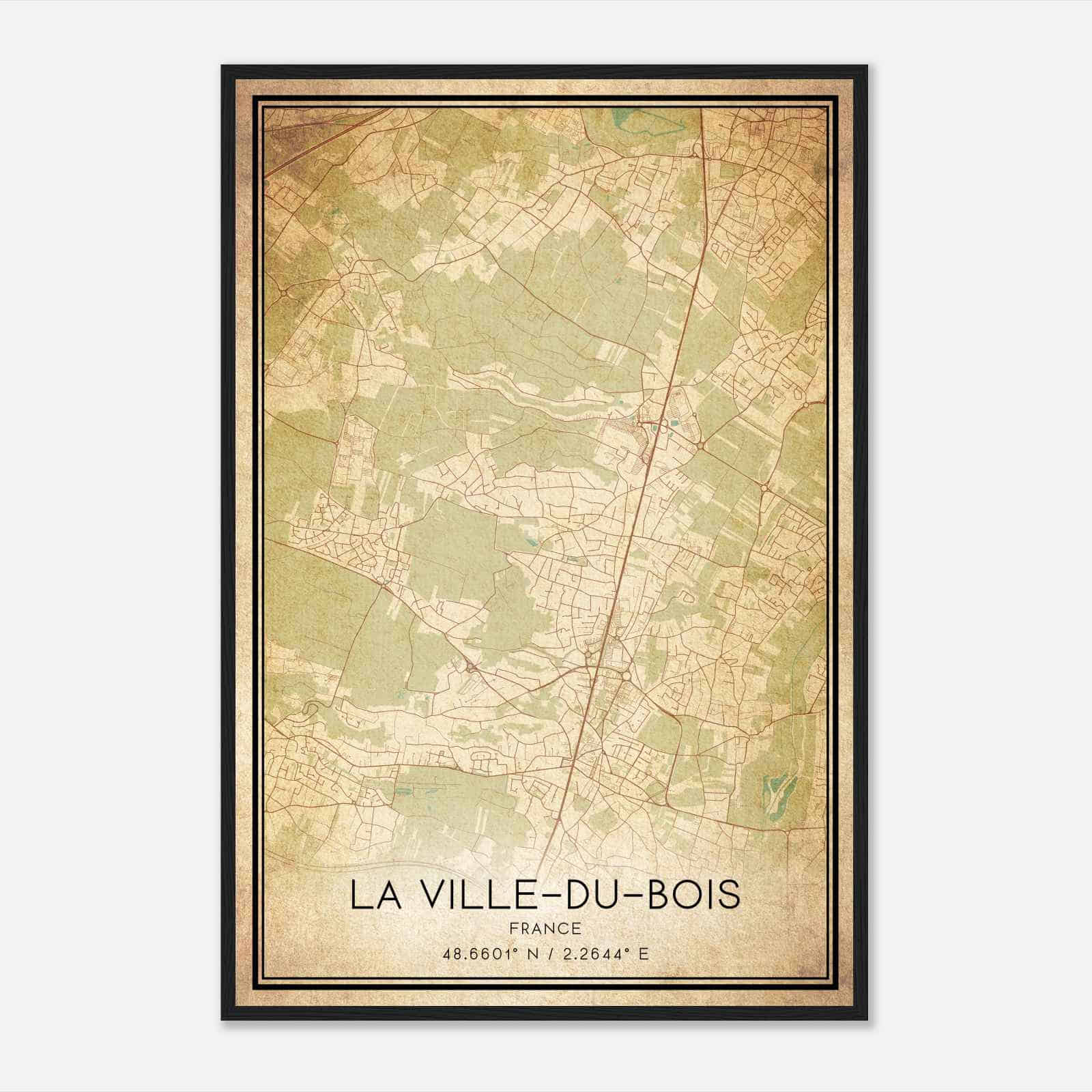 Vintage La Ville-du-Bois France Map Poster, La Ville-du-Bois City Road Wall Art Print Vintage La Ville-du-Bois France Map Poster, La Ville-du-Bois City Road Wall Art Print