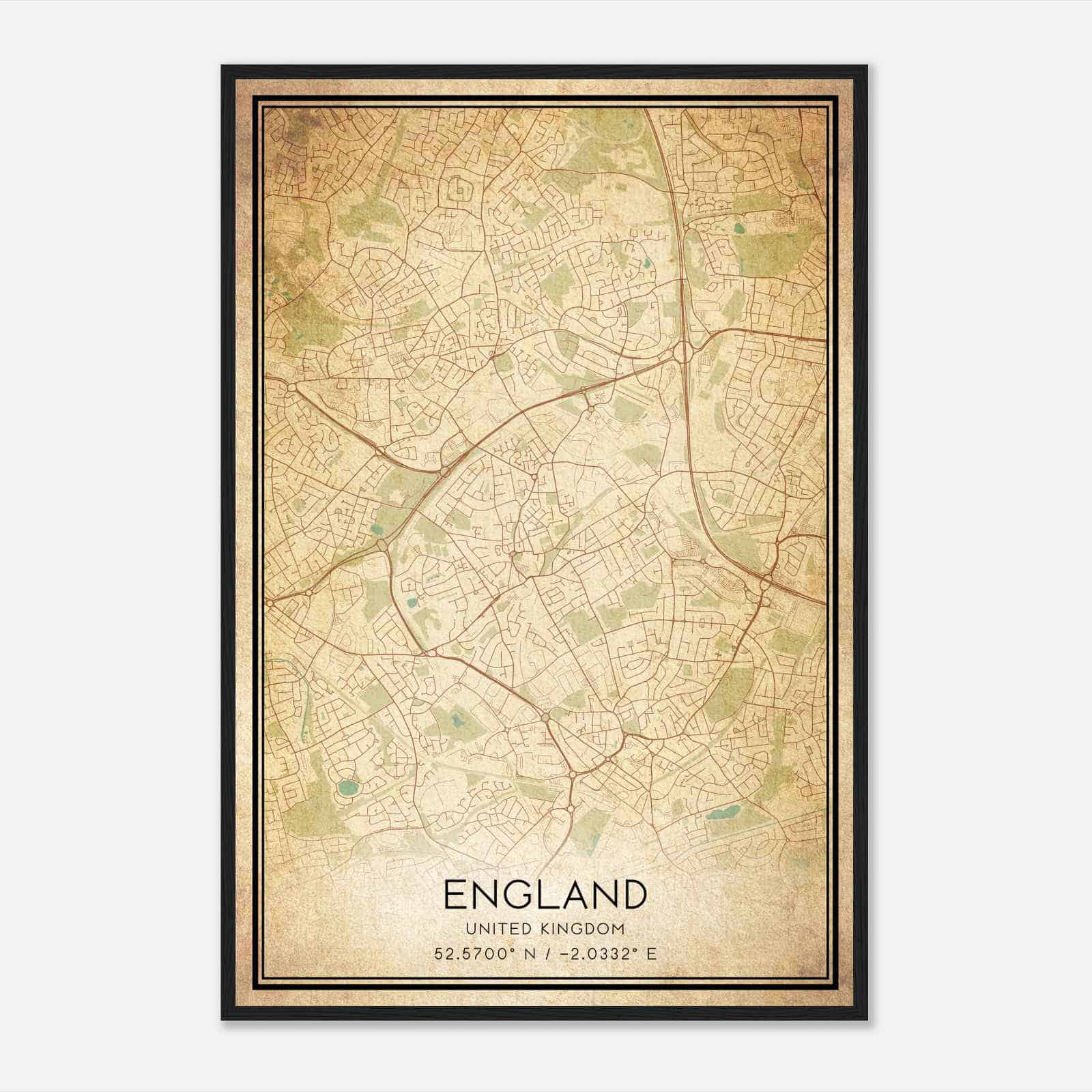 Vintage Darlaston United Kingdom Map Poster, Darlaston City Road Wall Art Print