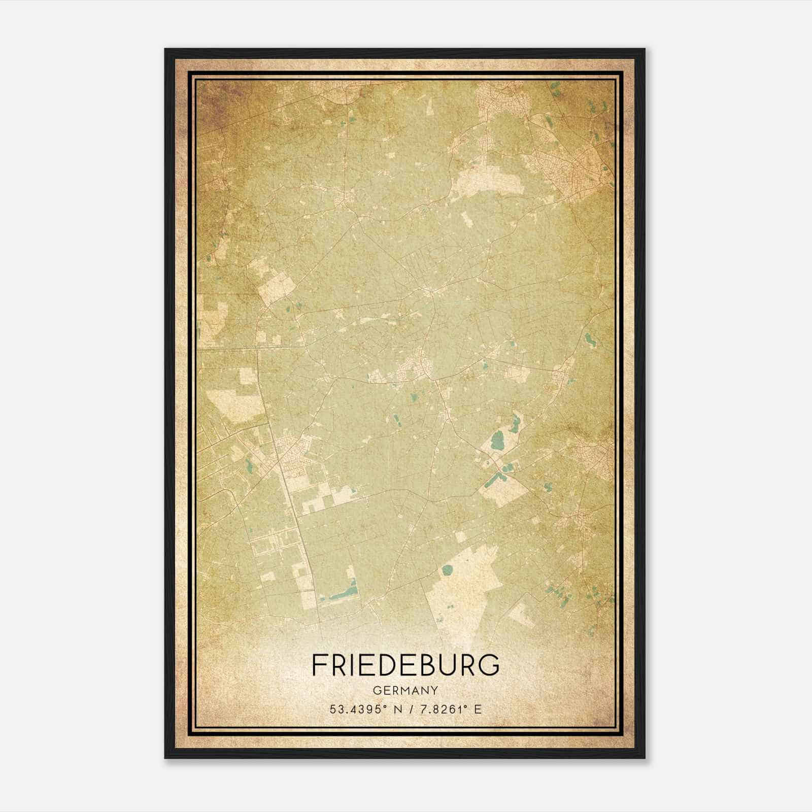 Vintage Friedeburg Germany Map Poster, Friedeburg City Road Wall Art Print