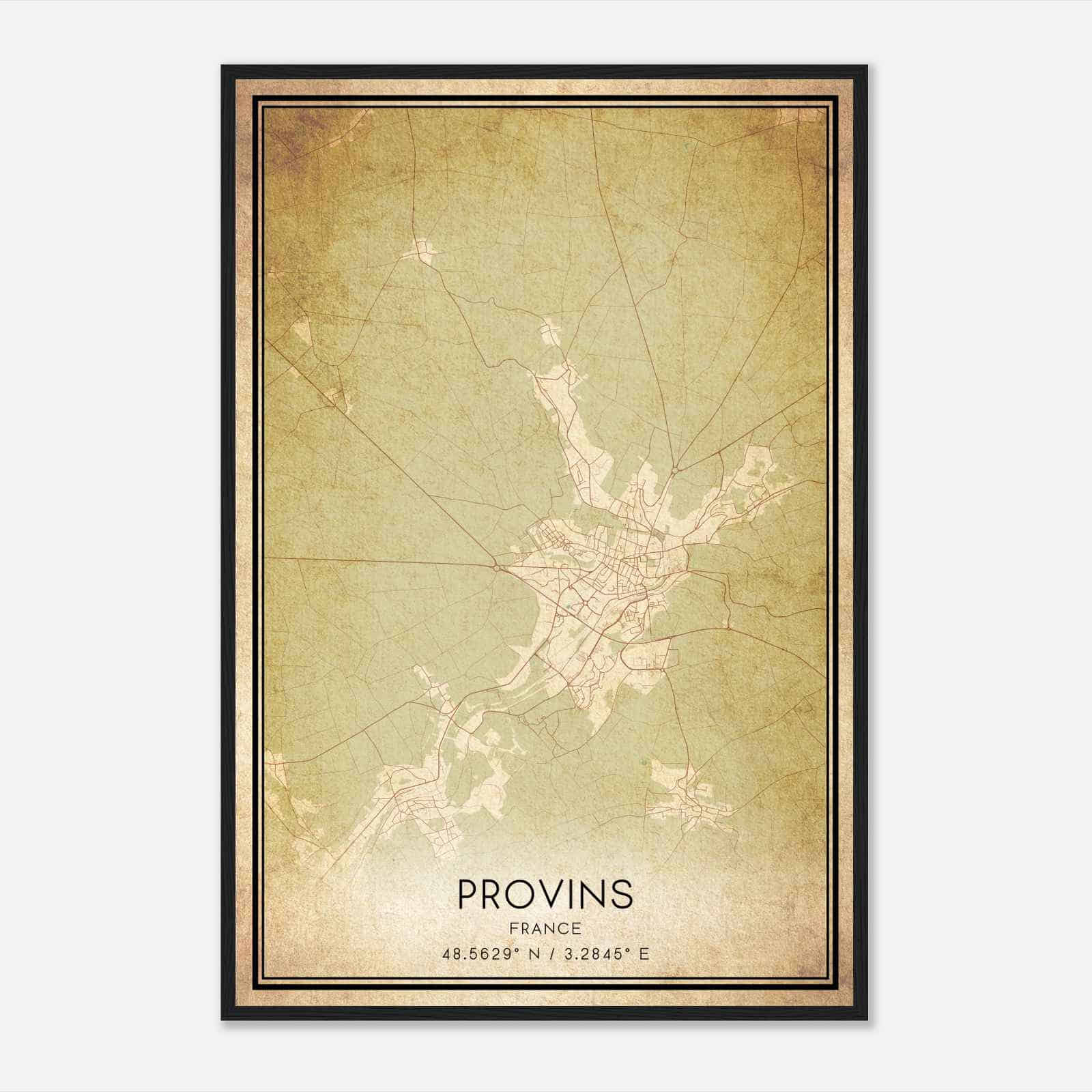 Vintage Provins France Map Poster, Provins City Road Wall Art Print Vintage Provins France Map Poster, Provins City Road Wall Art Print