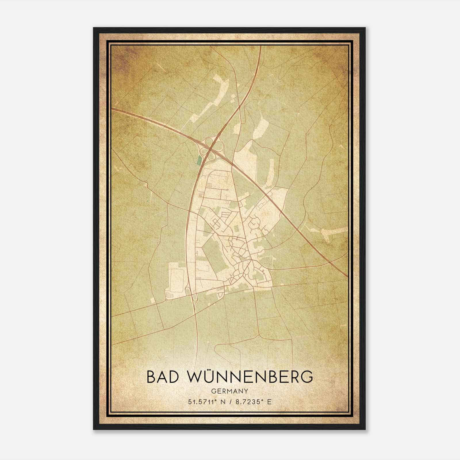 Vintage Haaren Germany Map Poster, Haaren City Road Wall Art Print