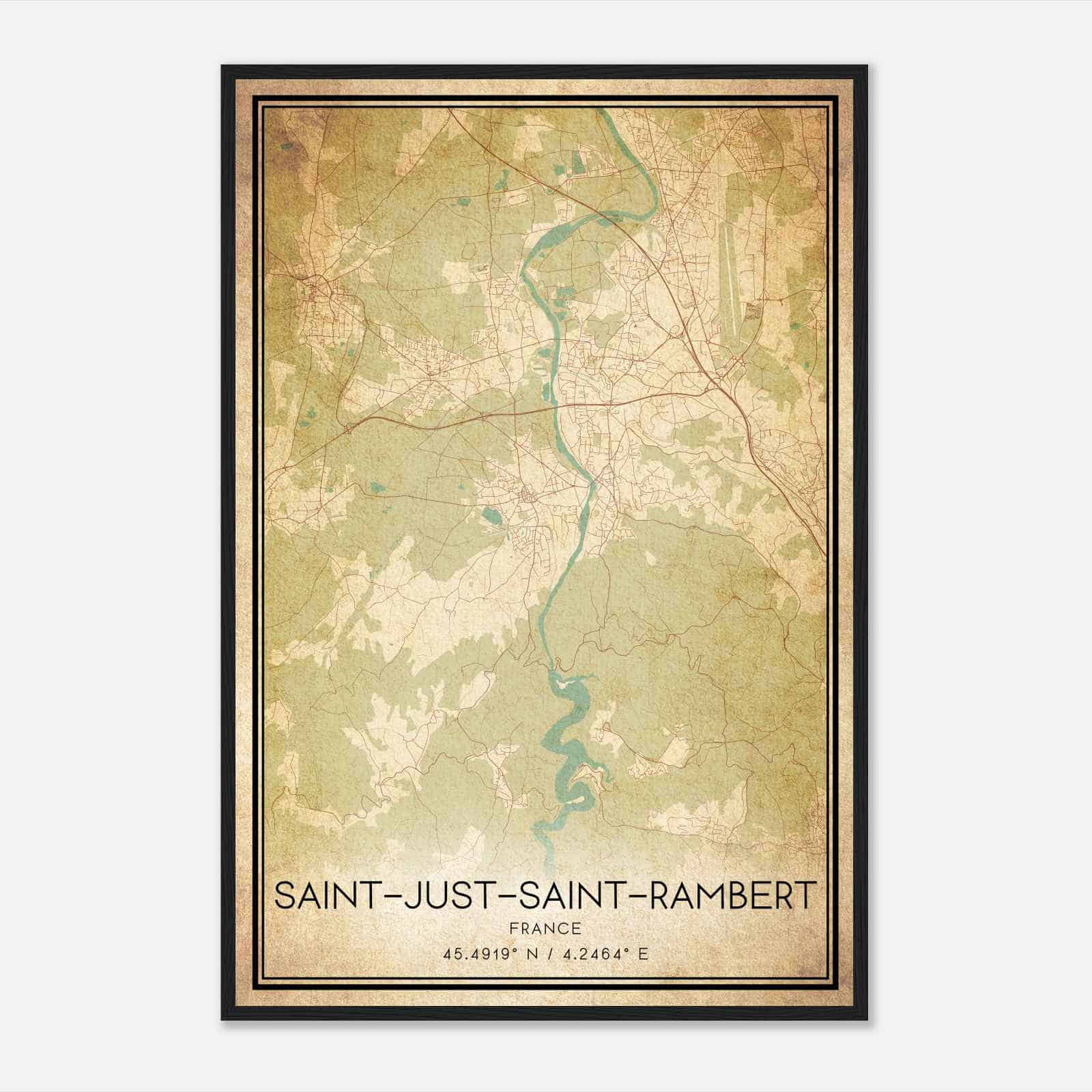 Vintage Saint-Rambert France Map Poster, Saint-Rambert City Road Wall Art Print