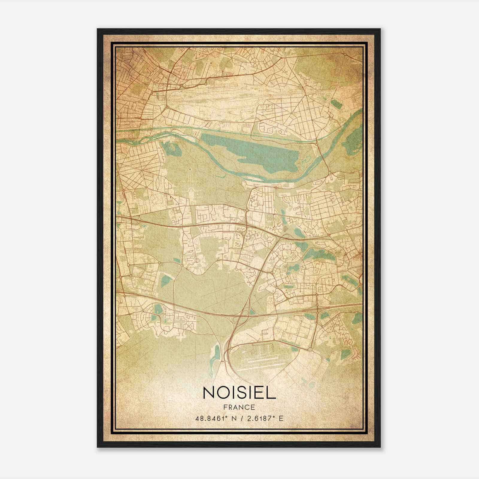 Vintage Noisiel France Map Poster, Noisiel City Road Wall Art Print