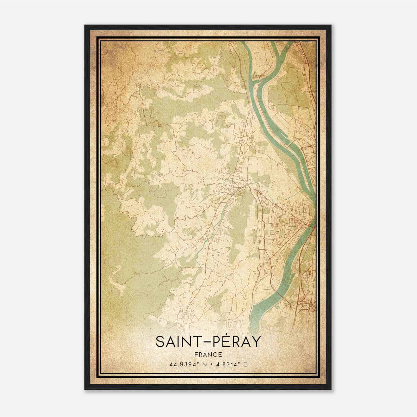 Vintage Saint-Peray France Map Poster, Saint-Peray City Road Wall Art Print