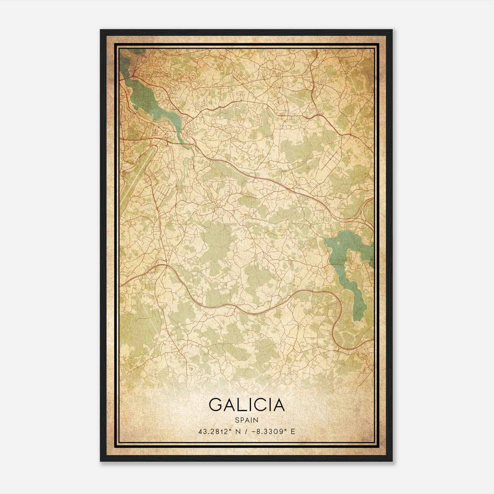 Vintage Cambre Spain Map Poster, Cambre City Road Wall Art Print