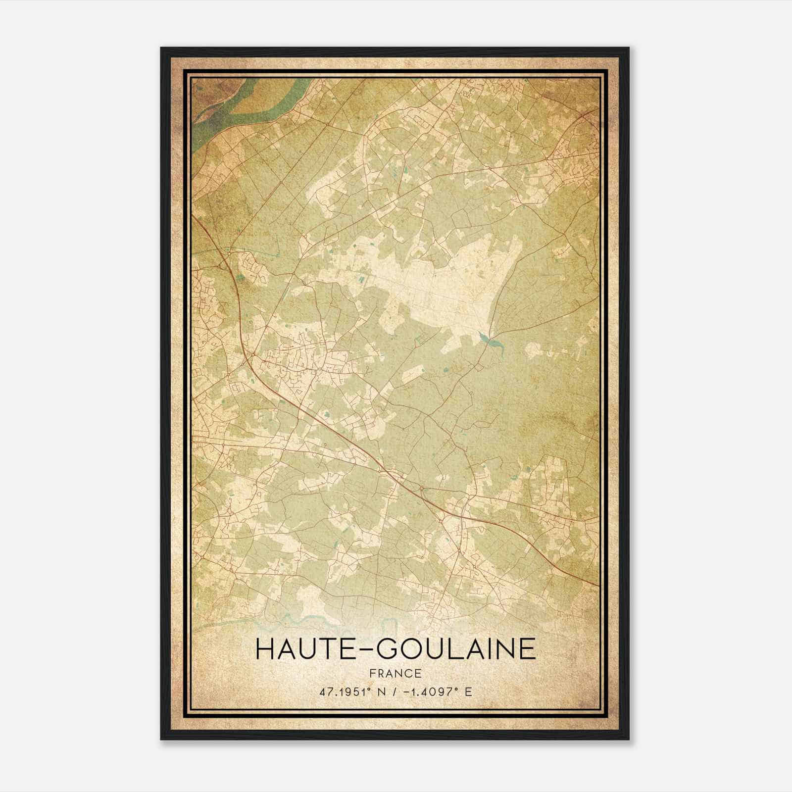 Vintage Haute-Goulaine France Map Poster, Haute-Goulaine City Road Wall Art Print