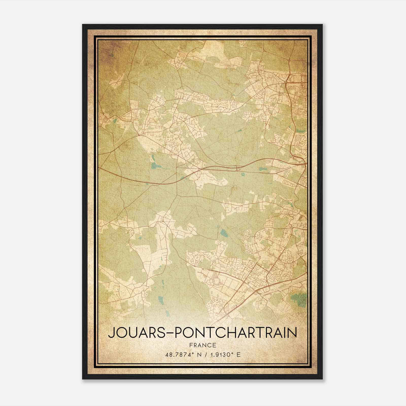 Vintage Jouars-Pontchartrain France Map Poster, Jouars-Pontchartrain City Road Wall Art Print Vintage Jouars-Pontchartrain France Map Poster, Jouars-Pontchartrain City Road Wall Art Print