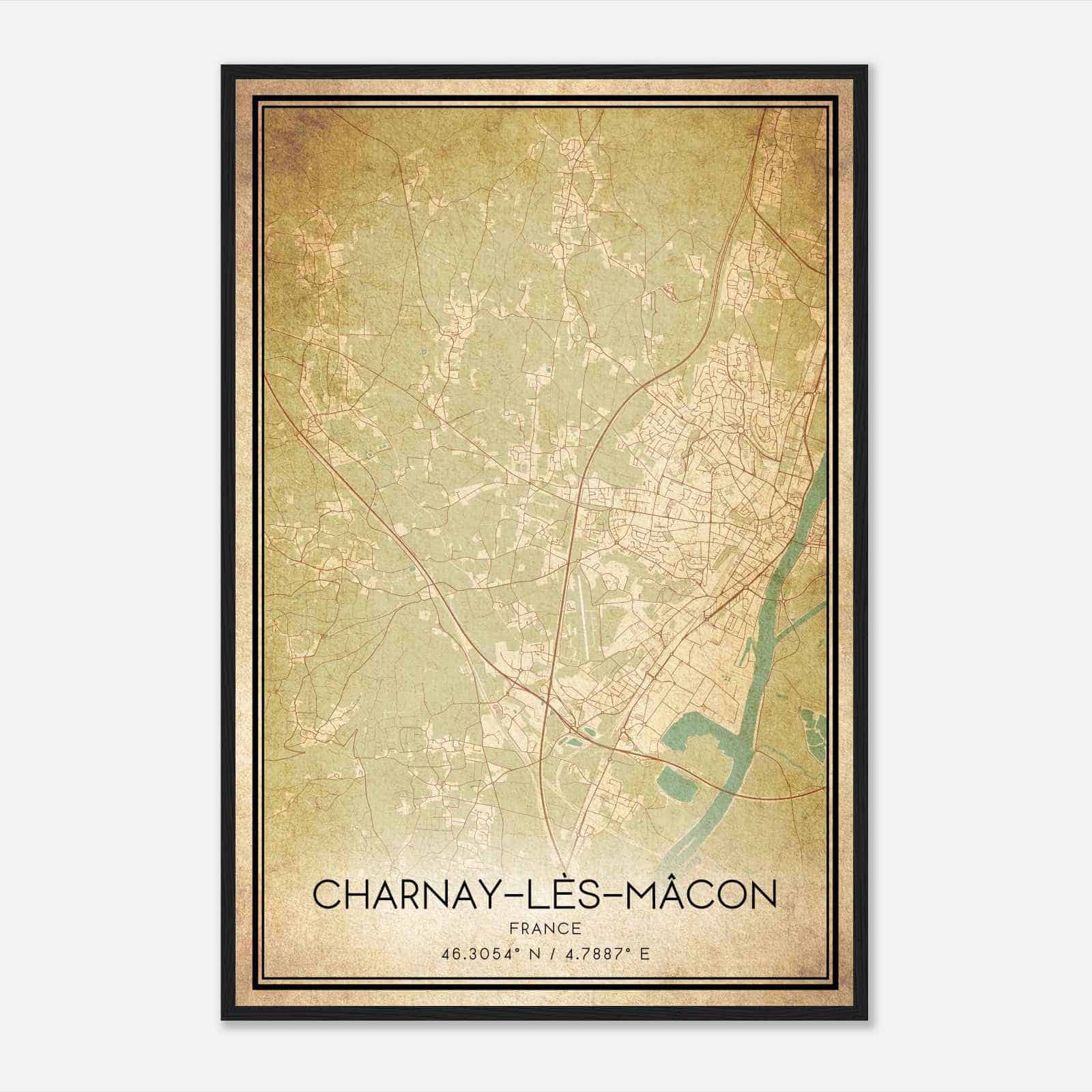 Vintage Charnay-les-Macon France Map Poster, Charnay-les-Macon City Road Wall Art Print Vintage Charnay-les-Macon France Map Poster, Charnay-les-Macon City Road Wall Art Print