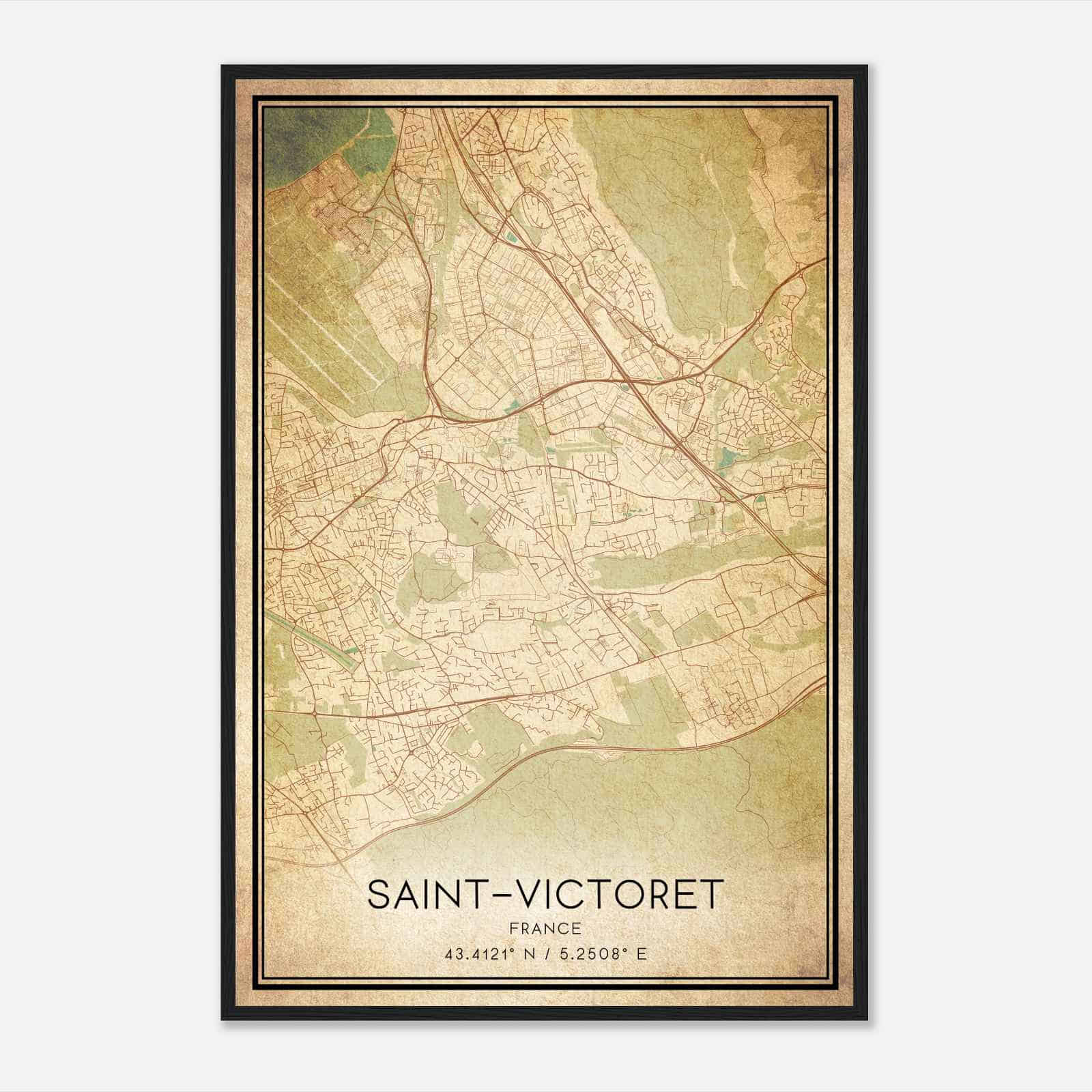 Vintage Saint-Victoret France Map Poster, Saint-Victoret City Road Wall Art Print