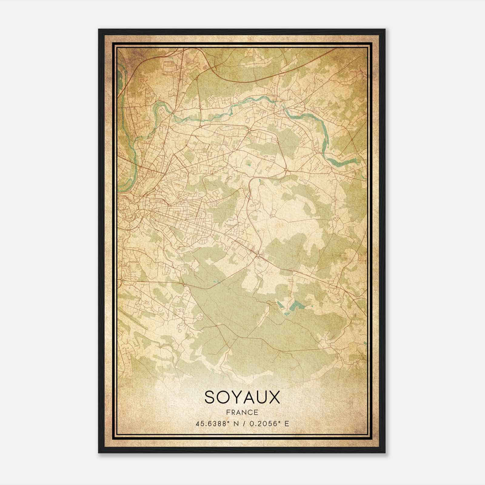 Vintage Soyaux France Map Poster, Soyaux City Road Wall Art Print