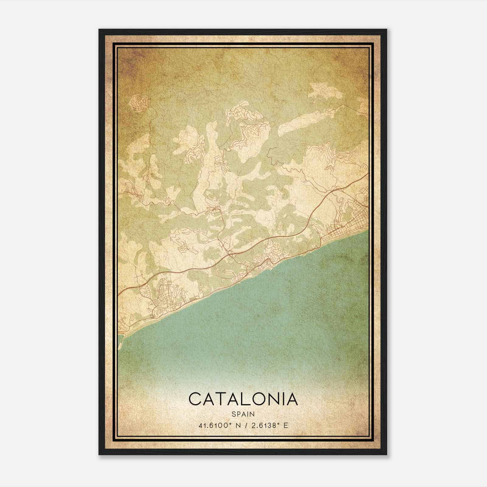 Vintage San Pol de Mar Spain Map Poster, San Pol de Mar City Road Wall Art Print