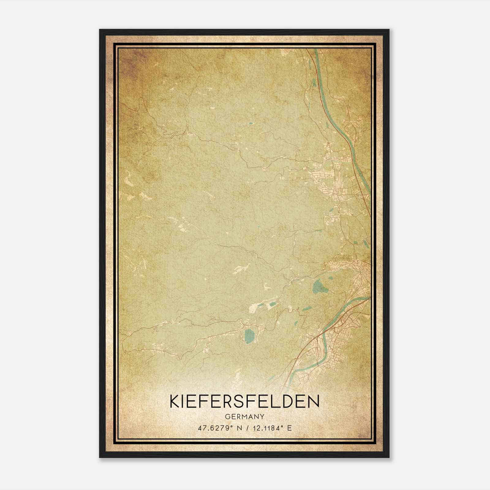 Vintage Kiefersfelden Germany Map Poster, Kiefersfelden City Road Wall Art Print