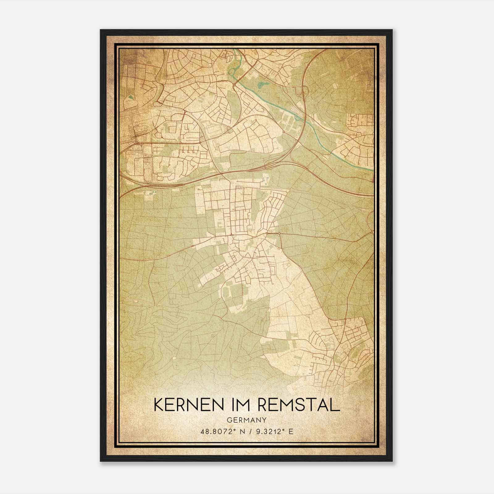 Vintage Rommelshausen Germany Map Poster, Rommelshausen City Road Wall Art Print