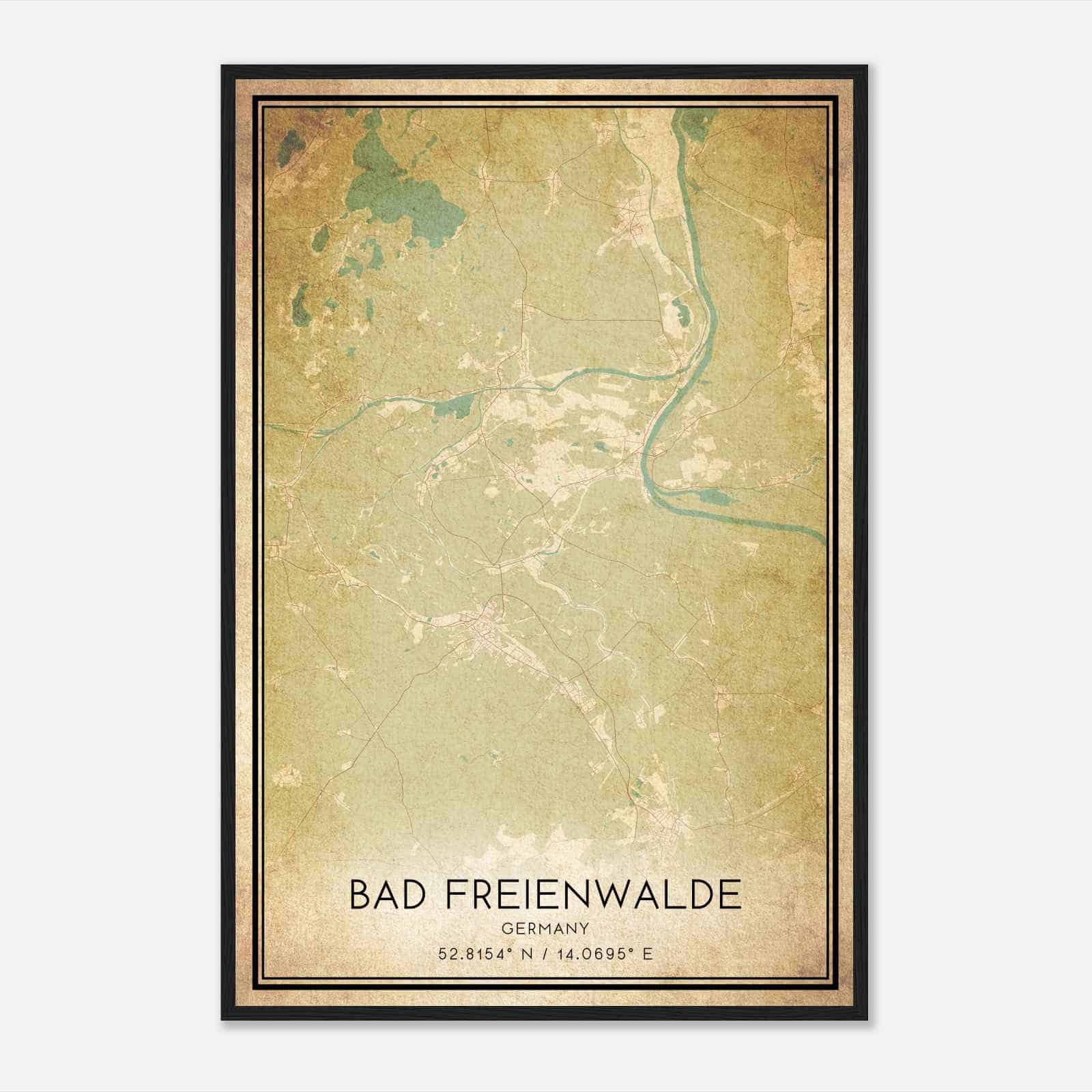 Vintage Bad Freienwalde Germany Map Poster, Bad Freienwalde City Road Wall Art Print Vintage Bad Freienwalde Germany Map Poster, Bad Freienwalde City Road Wall Art Print