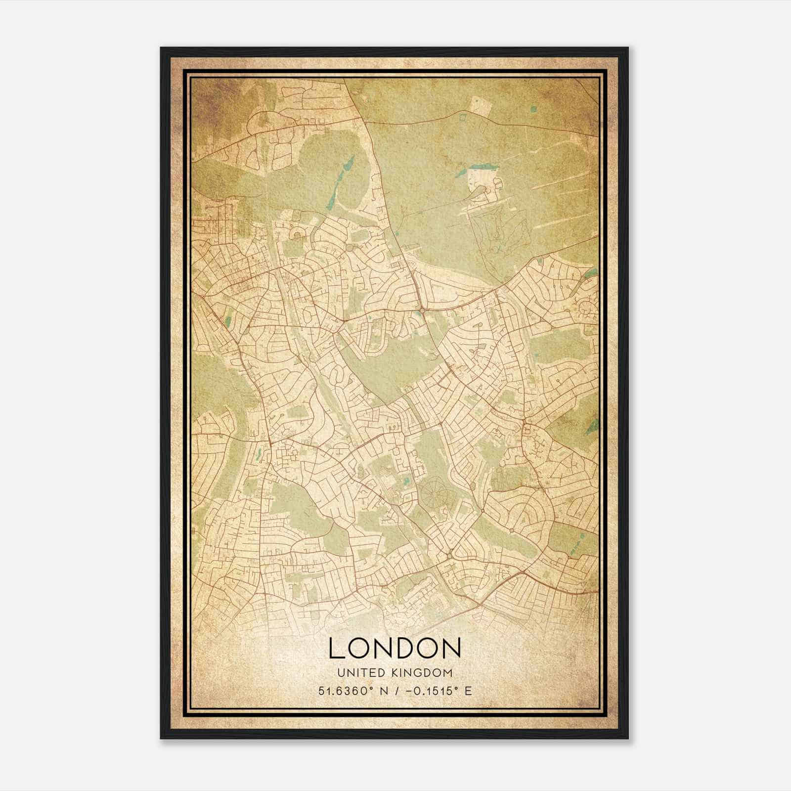 Vintage East Barnet United Kingdom Map Poster, East Barnet City Road Wall Art Print