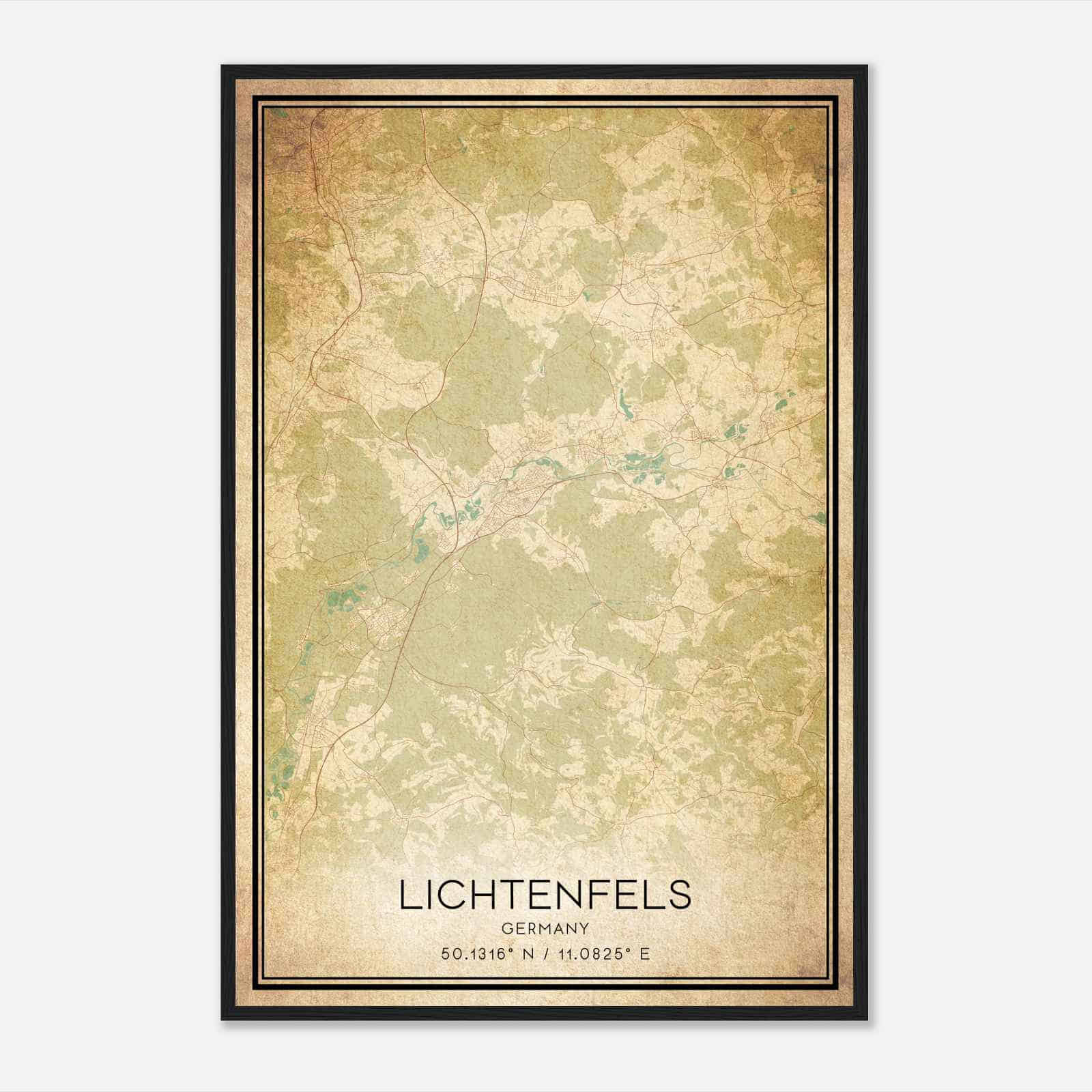Vintage Lichtenfels Germany Map Poster, Lichtenfels City Road Wall Art Print