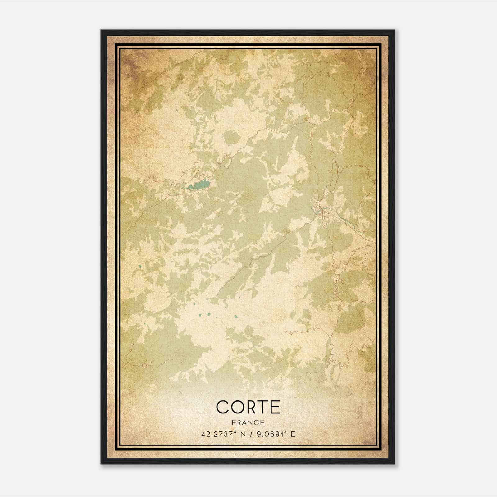 Vintage Corte France Map Poster, Corte City Road Wall Art Print Vintage Corte France Map Poster, Corte City Road Wall Art Print