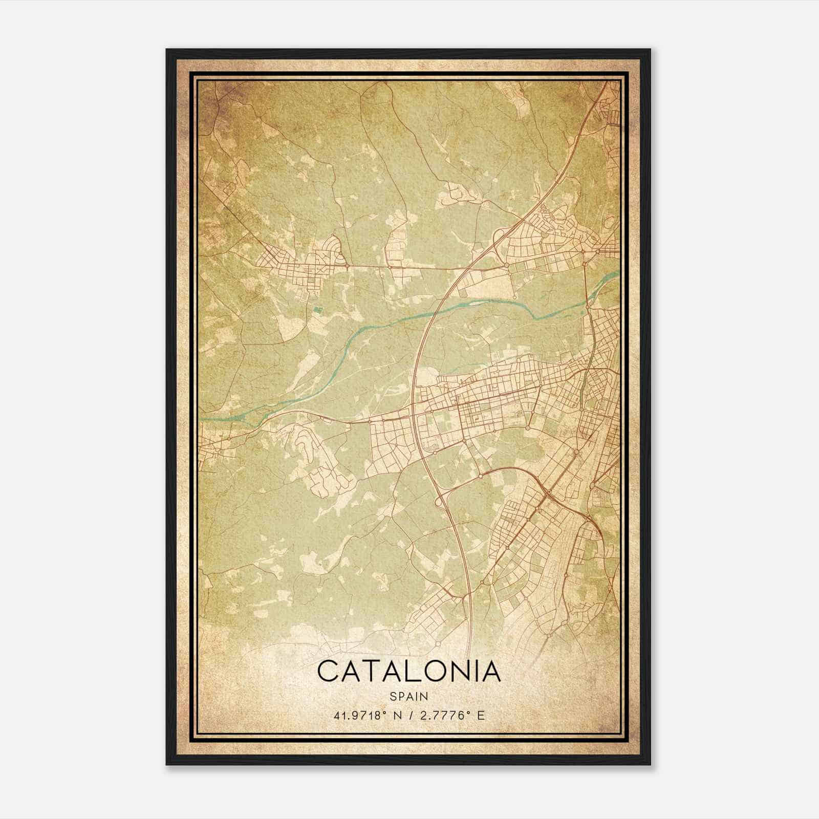 Vintage Salt Spain Map Poster, Salt City Road Wall Art Print