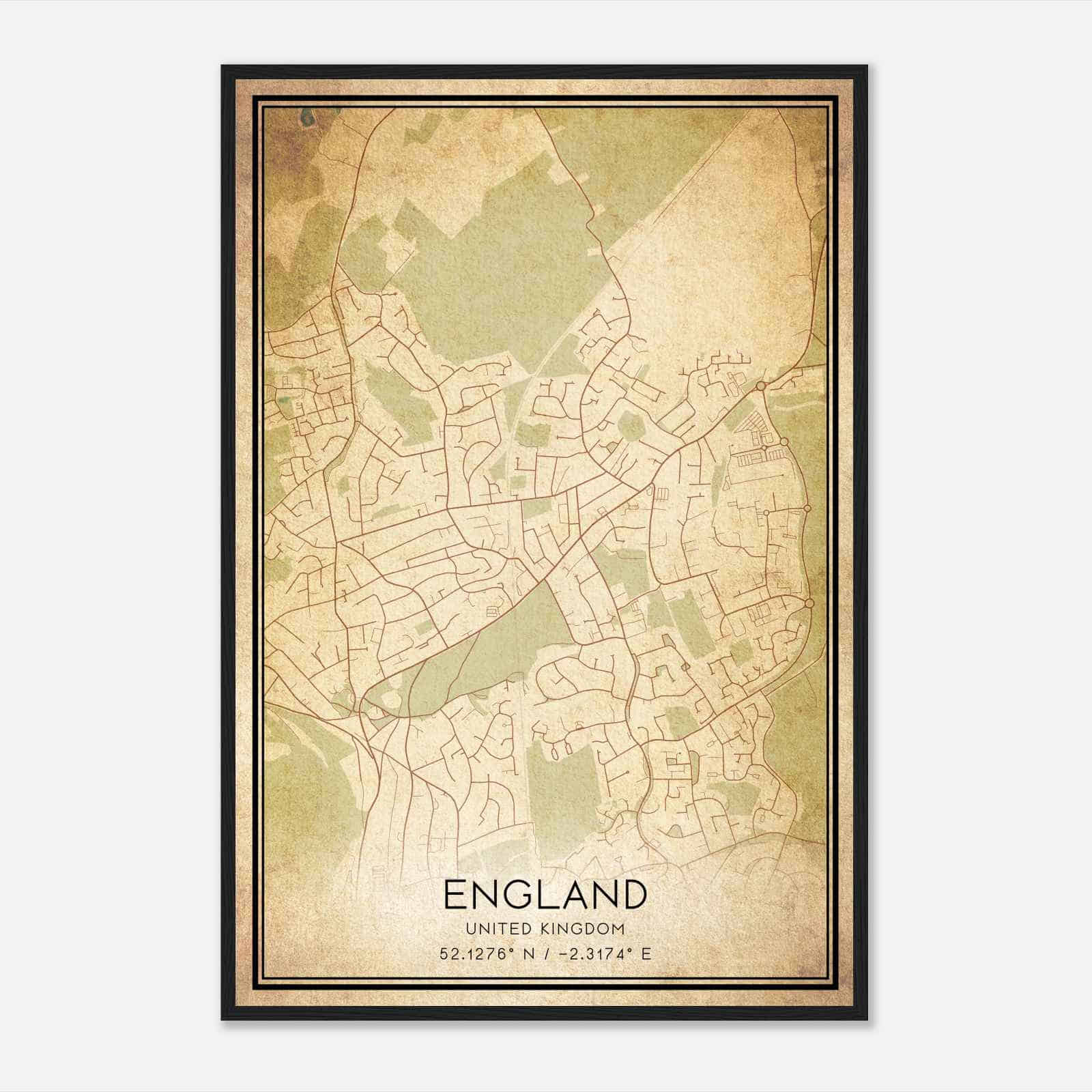 Vintage Malvern Link United Kingdom Map Poster, Malvern Link City Road Wall Art Print