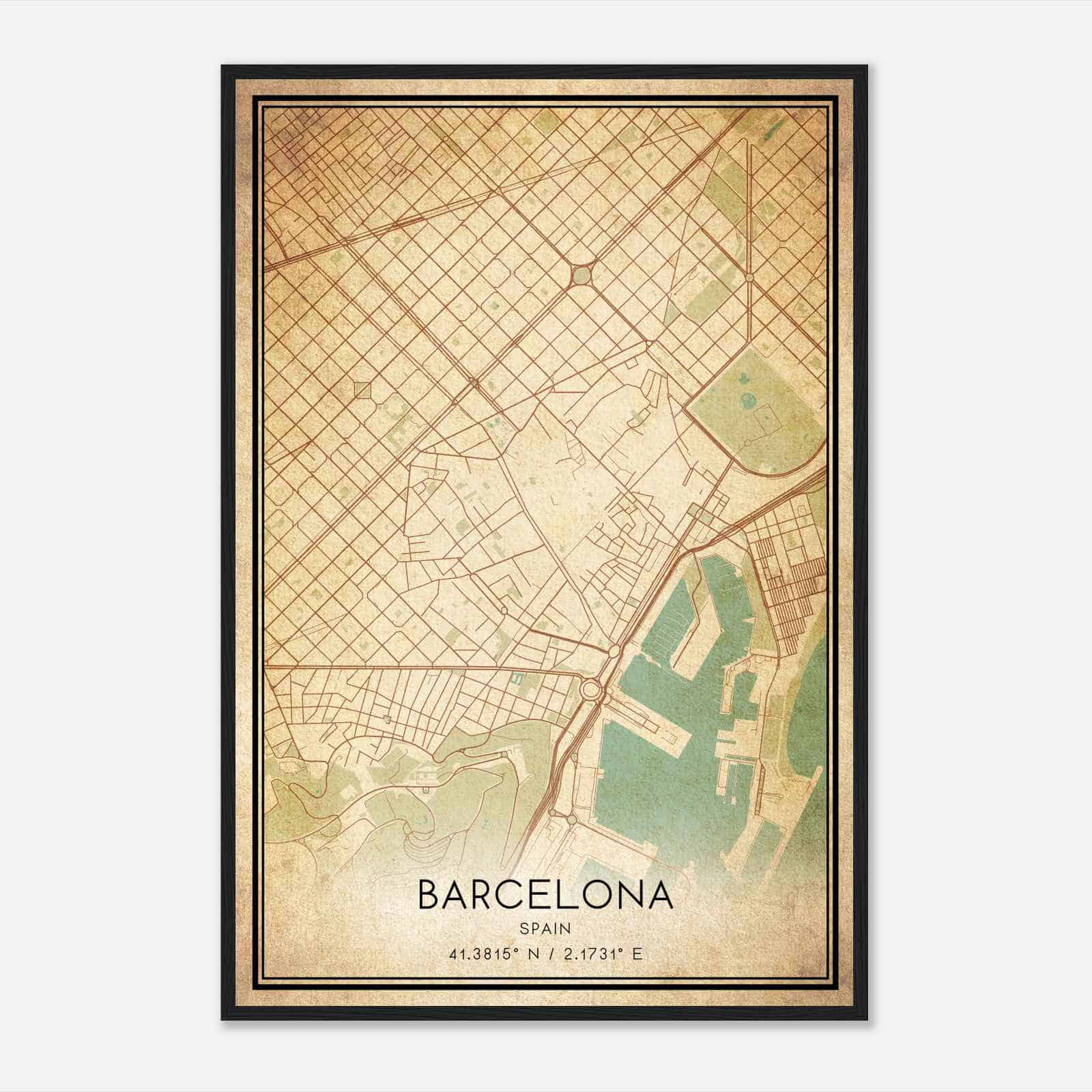 Vintage La Rambla Spain Map Poster, La Rambla City Road Wall Art Print