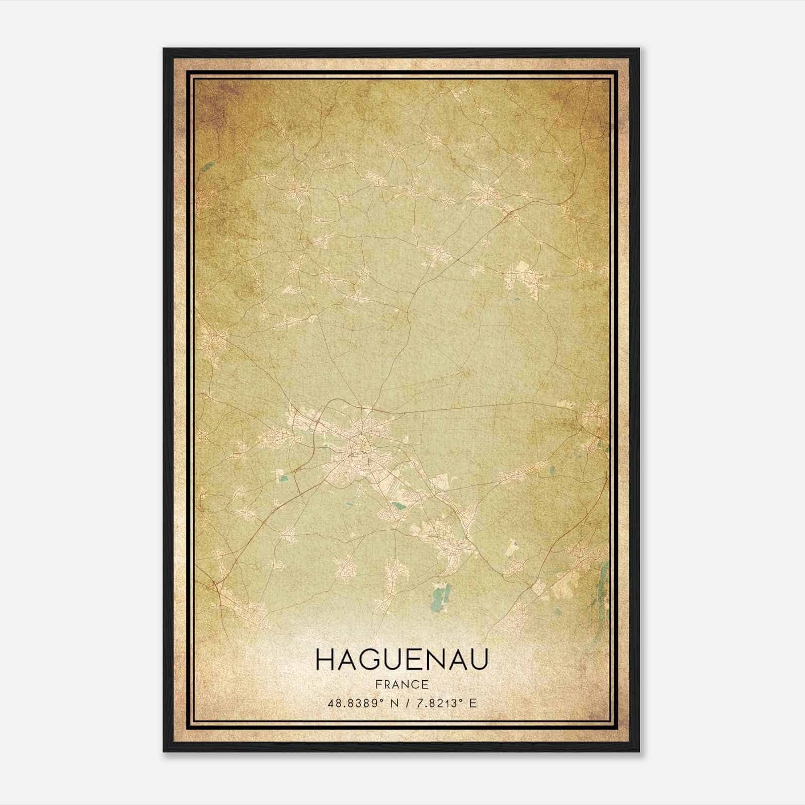 Vintage Haguenau France Map Poster, Haguenau City Road Wall Art Print
