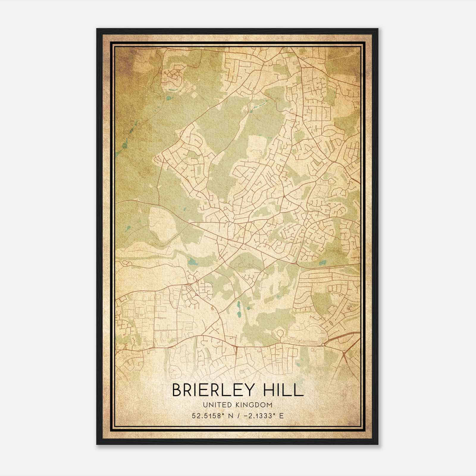 Vintage Gornalwood United Kingdom Map Poster, Gornalwood City Road Wall Art Print