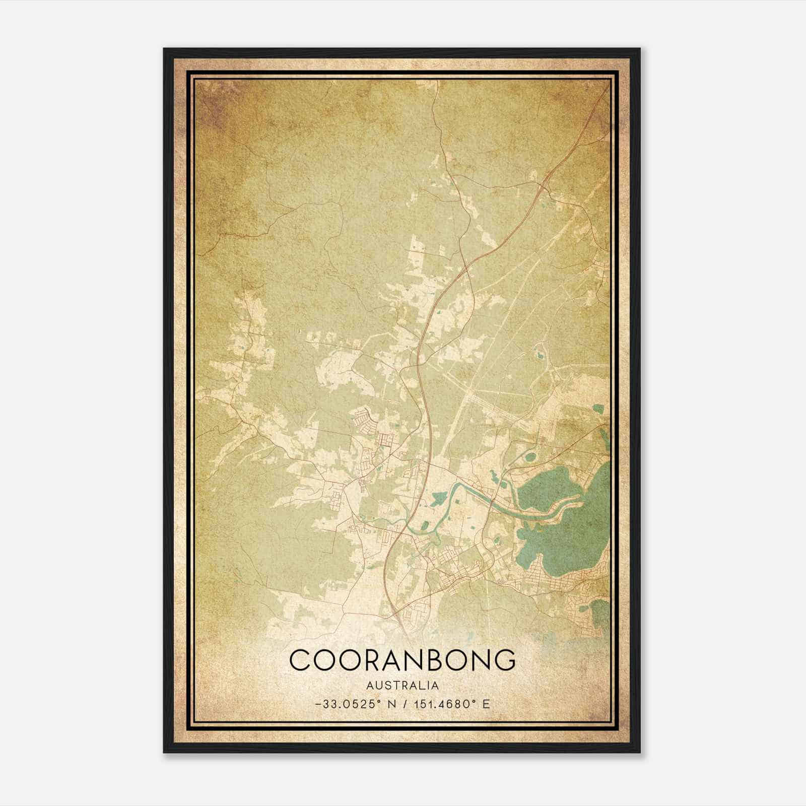 Vintage Cooranbong Australia Map Poster, Cooranbong City Road Wall Art Print Vintage Cooranbong Australia Map Poster, Cooranbong City Road Wall Art Print
