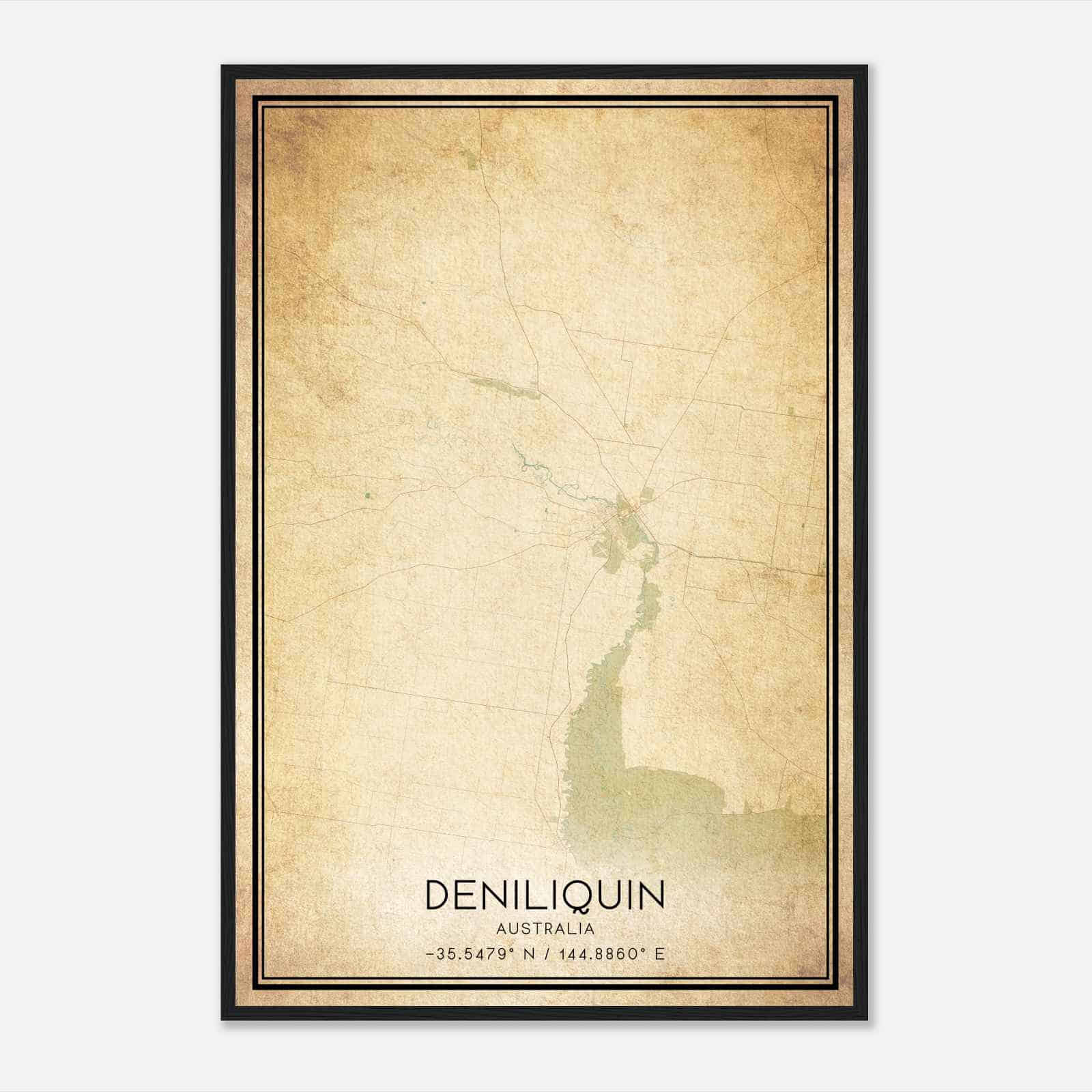 Vintage Deniliquin Australia Map Poster, Deniliquin City Road Wall Art Print Vintage Deniliquin Australia Map Poster, Deniliquin City Road Wall Art Print