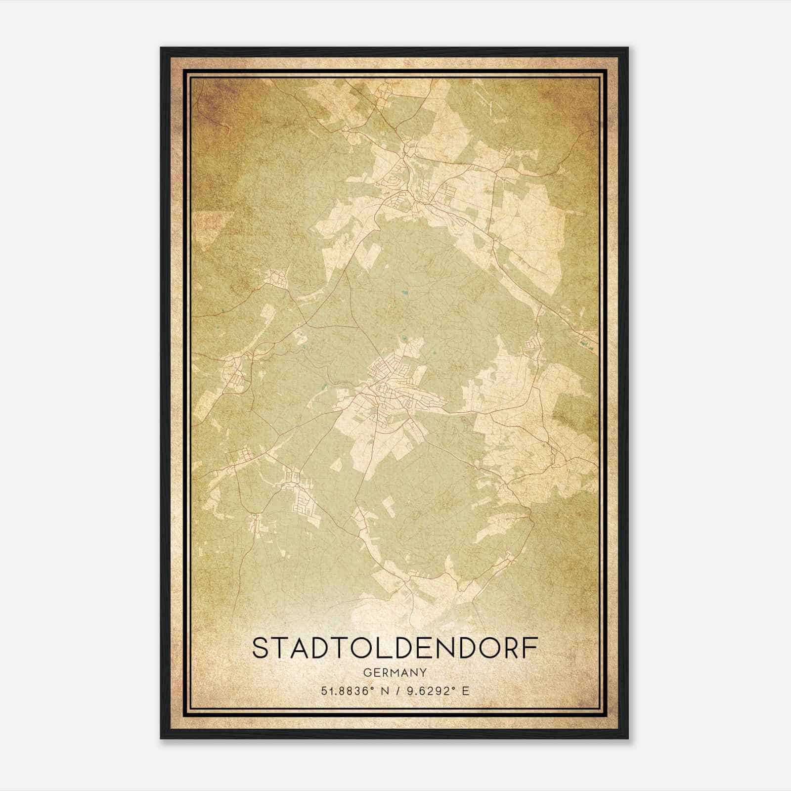 Vintage Stadtoldendorf Germany Map Poster, Stadtoldendorf City Road Wall Art Print