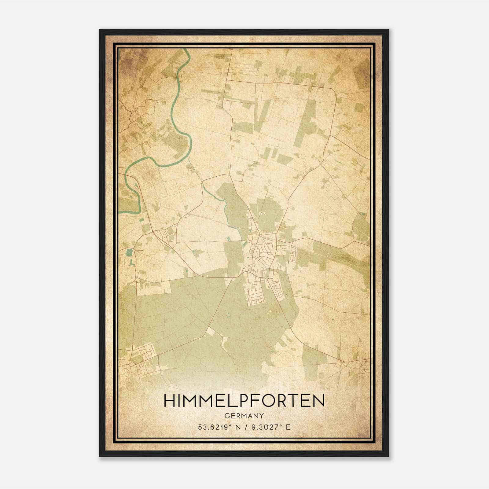 Vintage Himmelpforten Germany Map Poster, Himmelpforten City Road Wall Art Print