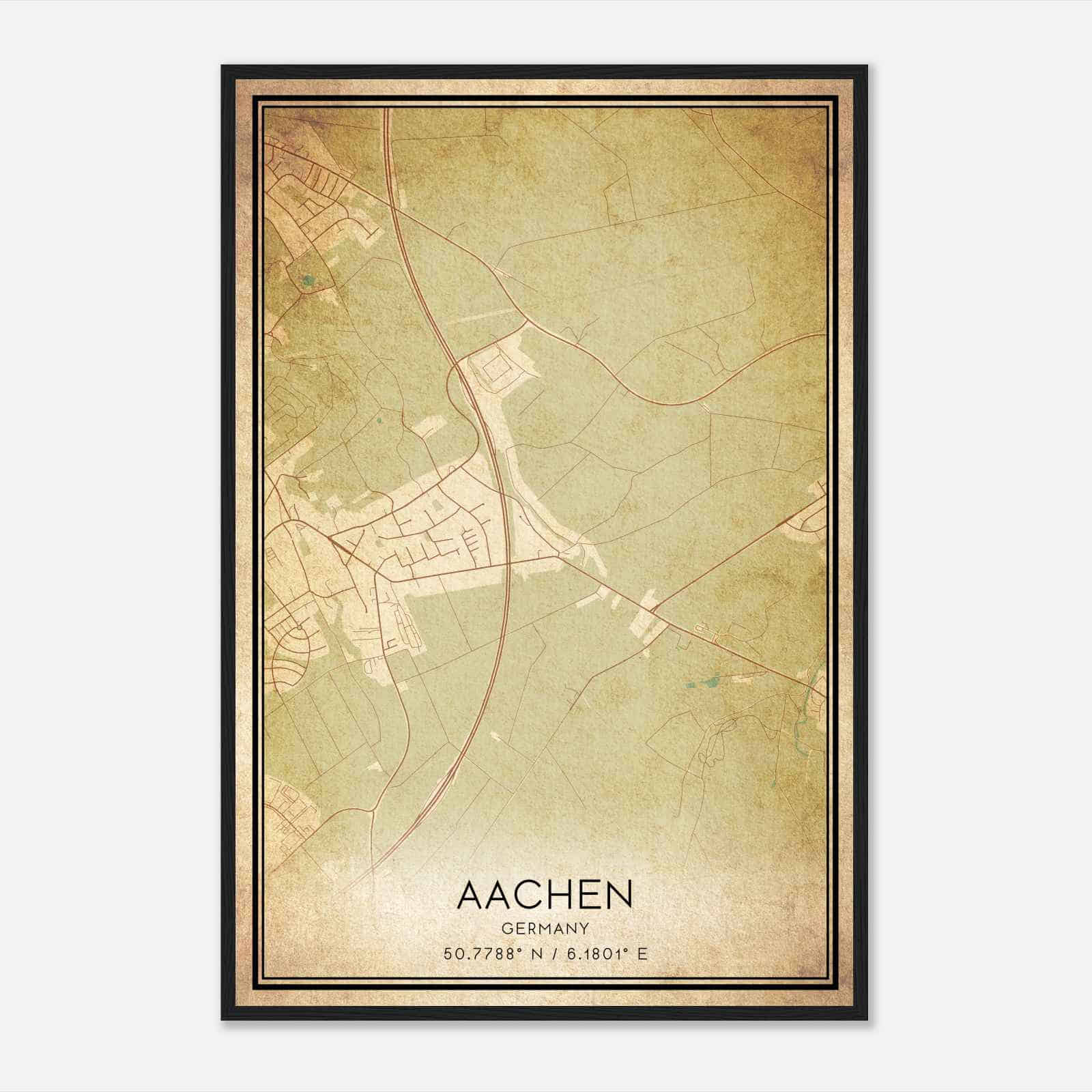 Vintage Eilendorf Germany Map Poster, Eilendorf City Road Wall Art Print