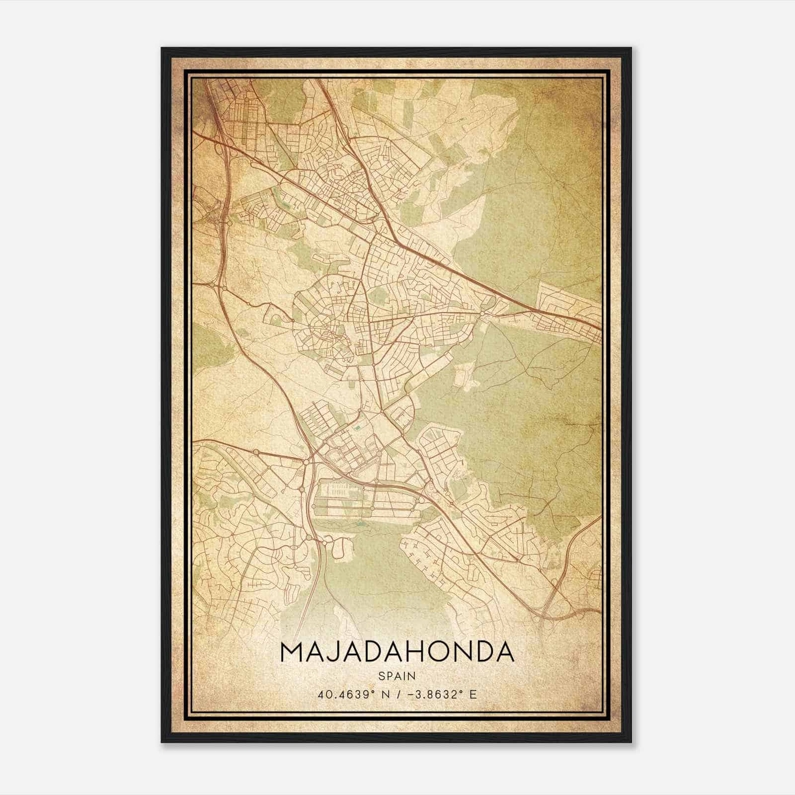 Vintage Majadahonda Spain Map Poster, Majadahonda City Road Wall Art Print Vintage Majadahonda Spain Map Poster, Majadahonda City Road Wall Art Print