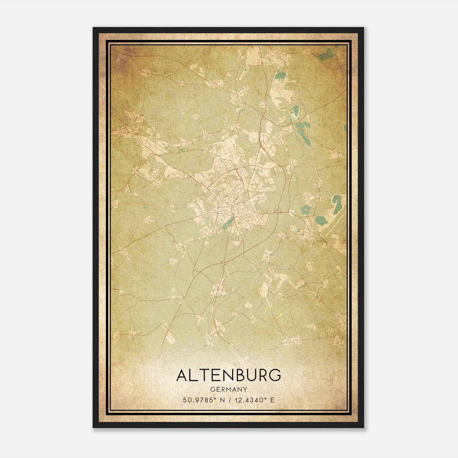 Vintage Altenburg Germany Map Poster, Altenburg City Road Wall Art Print Vintage Altenburg Germany Map Poster, Altenburg City Road Wall Art Print