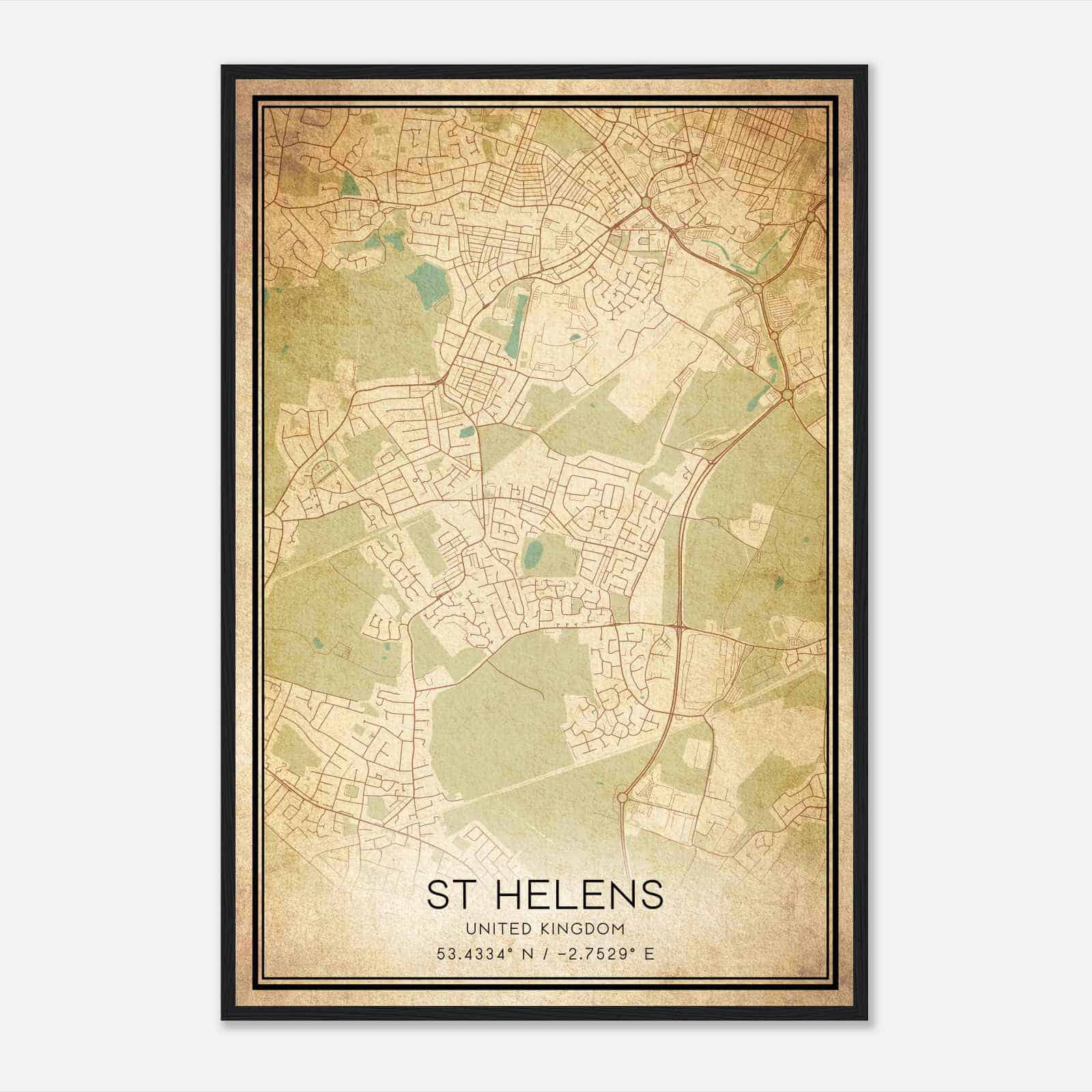 Vintage Thatto Heath United Kingdom Map Poster, Thatto Heath City Road Wall Art Print Vintage Thatto Heath United Kingdom Map Poster, Thatto Heath City Road Wall Art Print