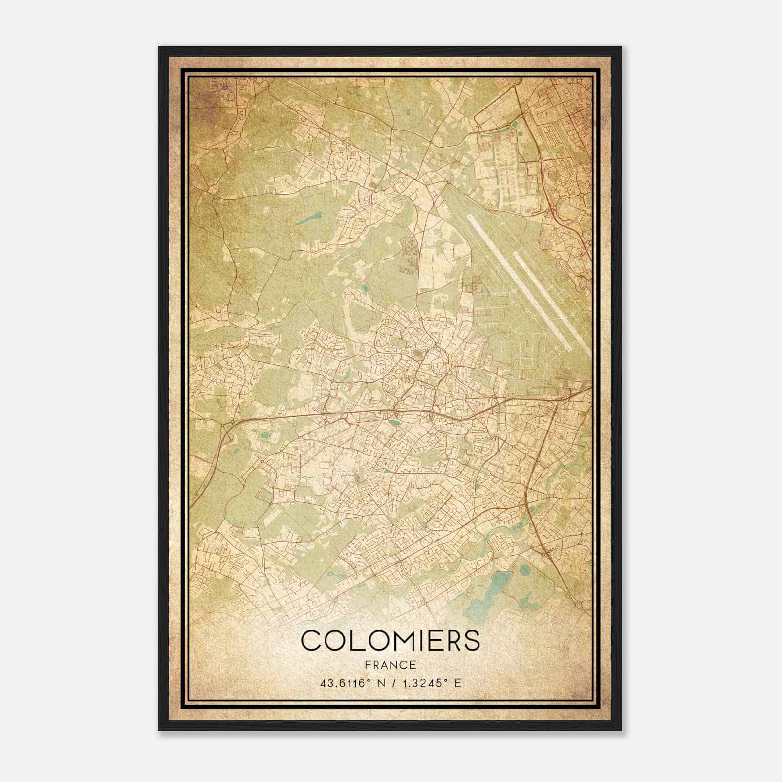 Vintage Colomiers France Map Poster, Colomiers City Road Wall Art Print
