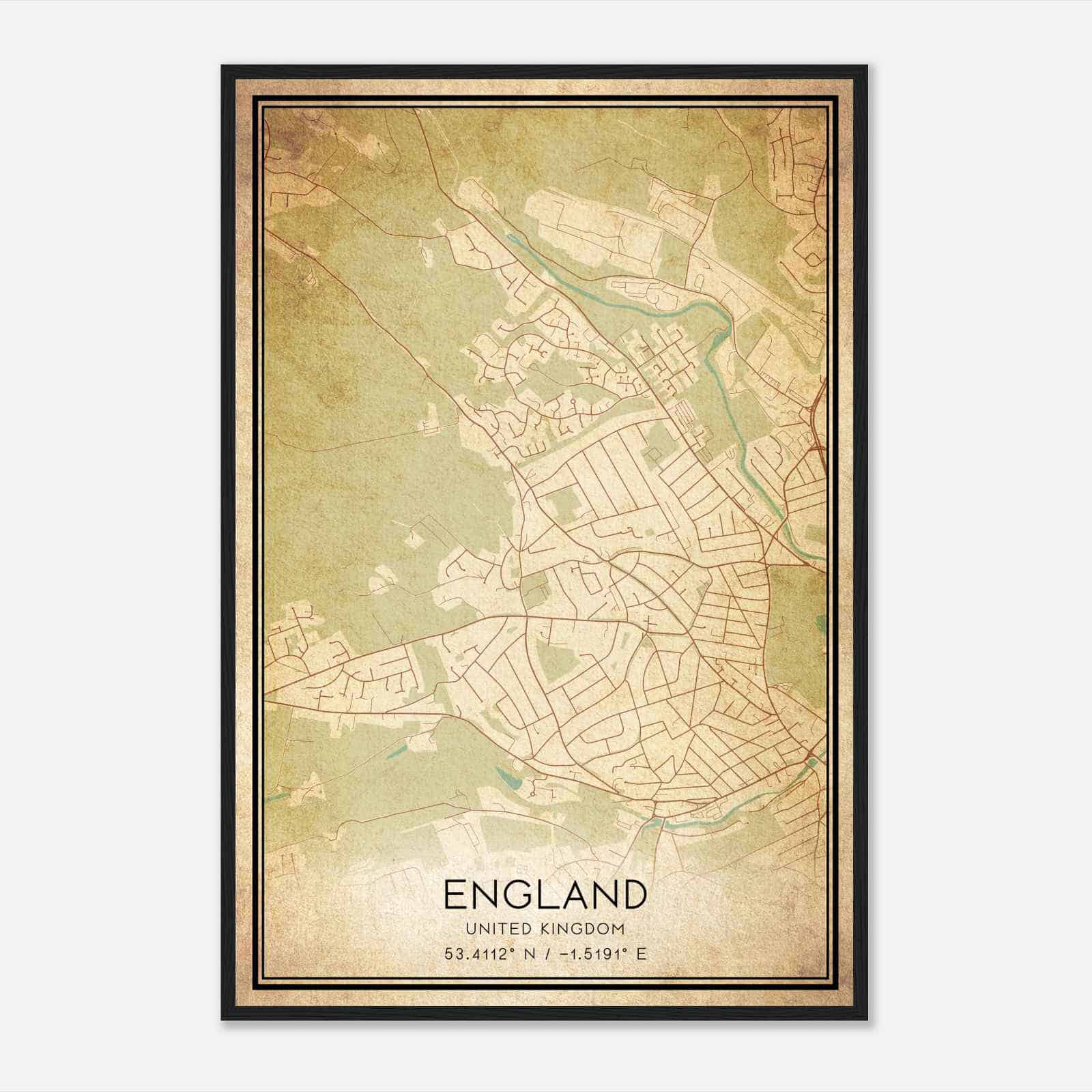 Vintage Wadsley United Kingdom Map Poster, Wadsley City Road Wall Art Print