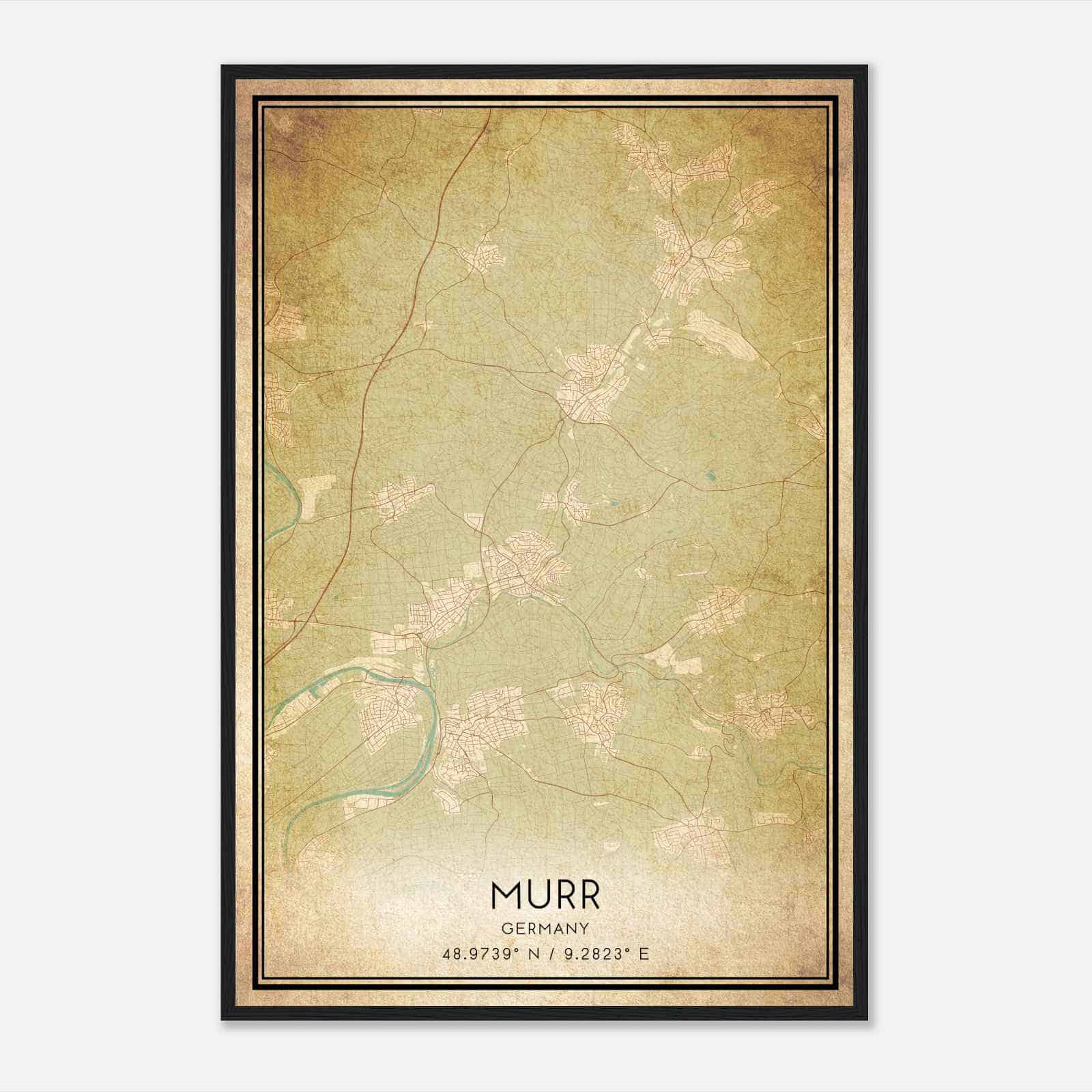 Vintage Murr Germany Map Poster, Murr City Road Wall Art Print