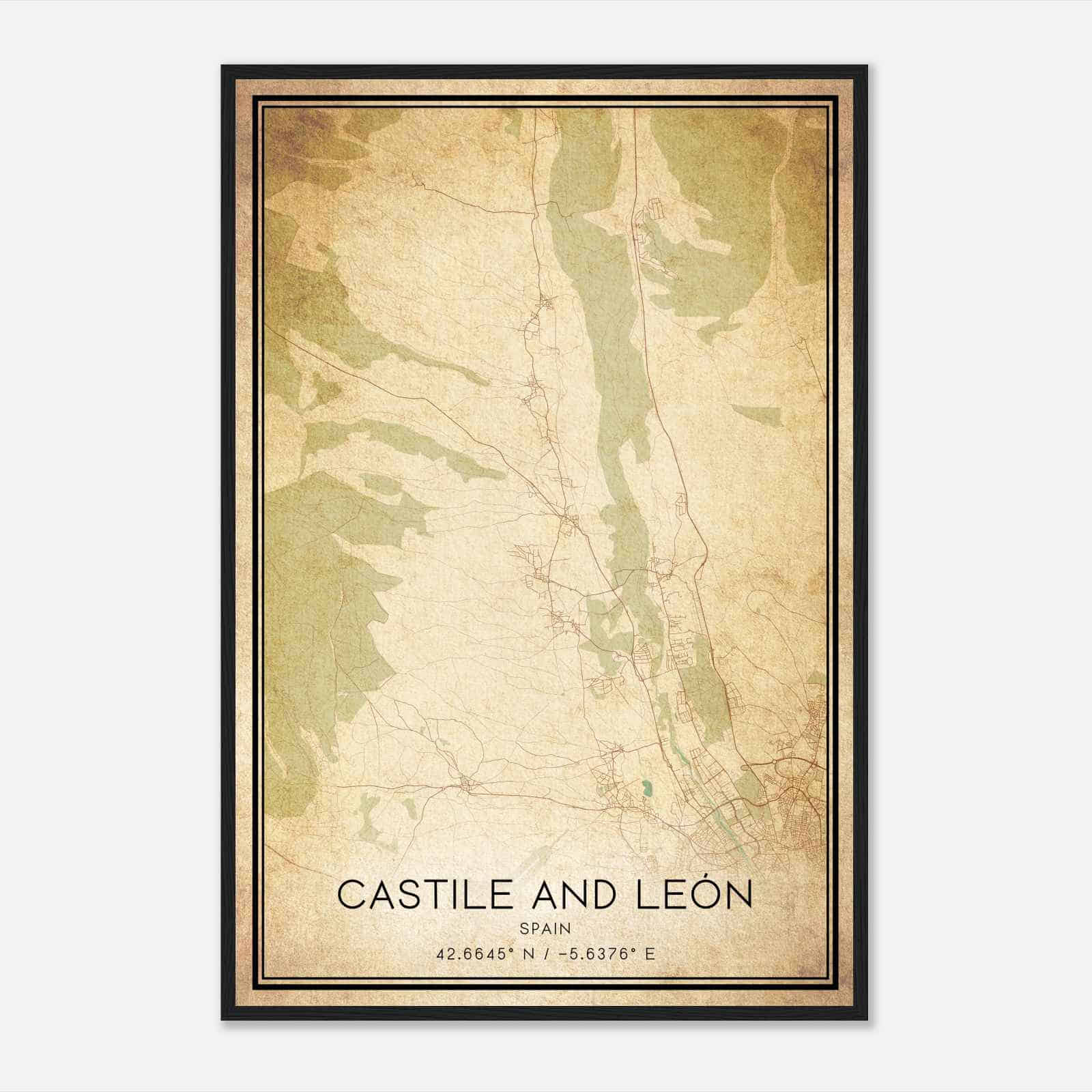 Vintage Sariegos Spain Map Poster, Sariegos City Road Wall Art Print