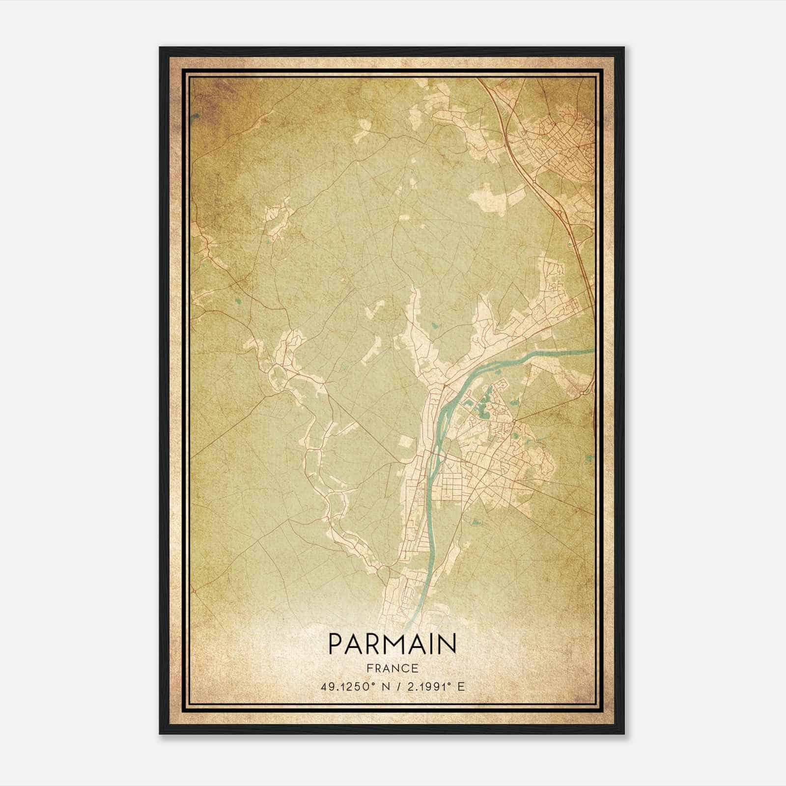 Vintage Parmain France Map Poster, Parmain City Road Wall Art Print Vintage Parmain France Map Poster, Parmain City Road Wall Art Print