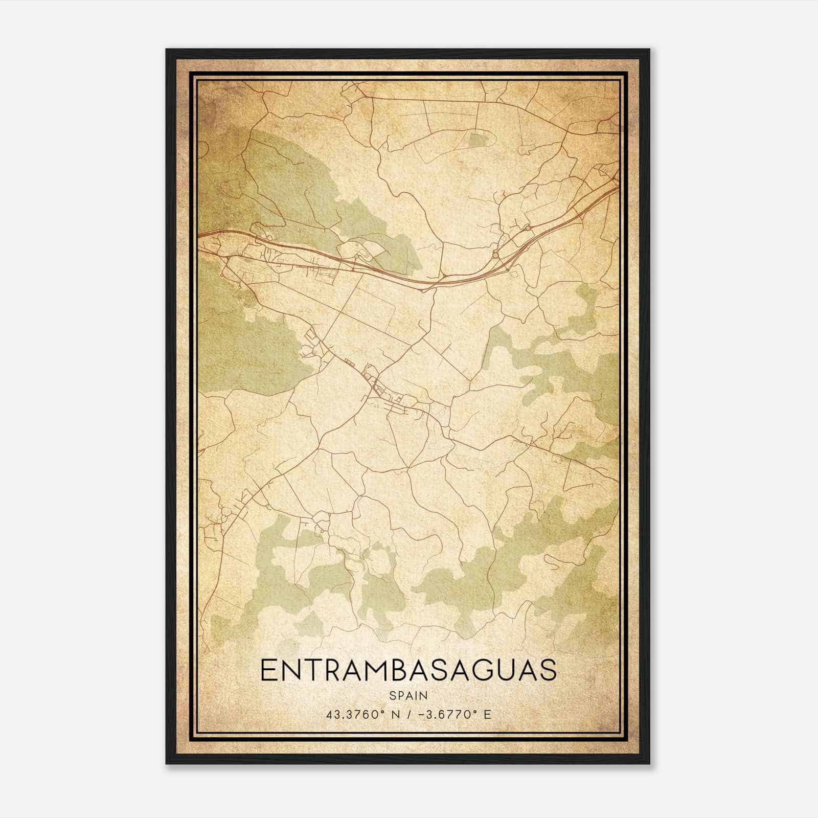 Vintage Entrambasaguas Spain Map Poster, Entrambasaguas City Road Wall Art Print Vintage Entrambasaguas Spain Map Poster, Entrambasaguas City Road Wall Art Print